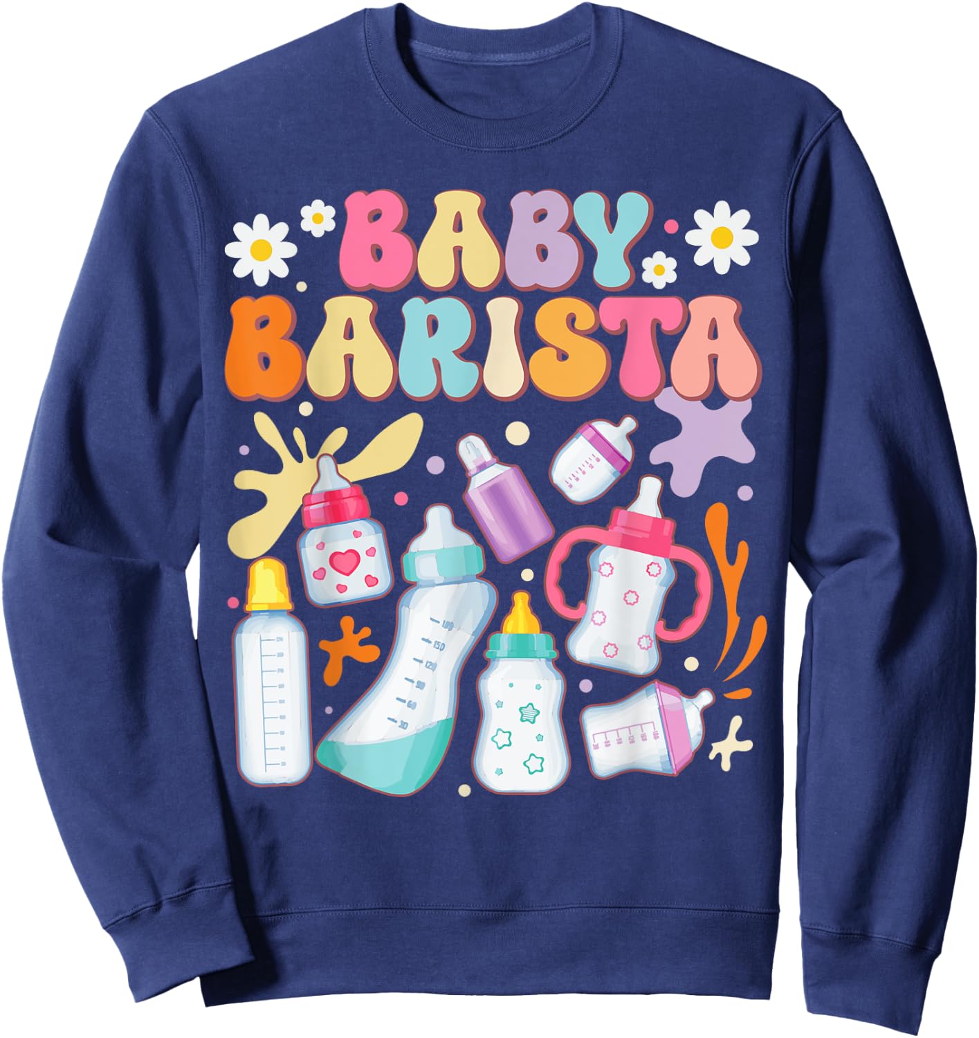 Funny Baby Barista: Milk Bottle NICU Nurse Sweatshirt - Sweatshirt | Navy