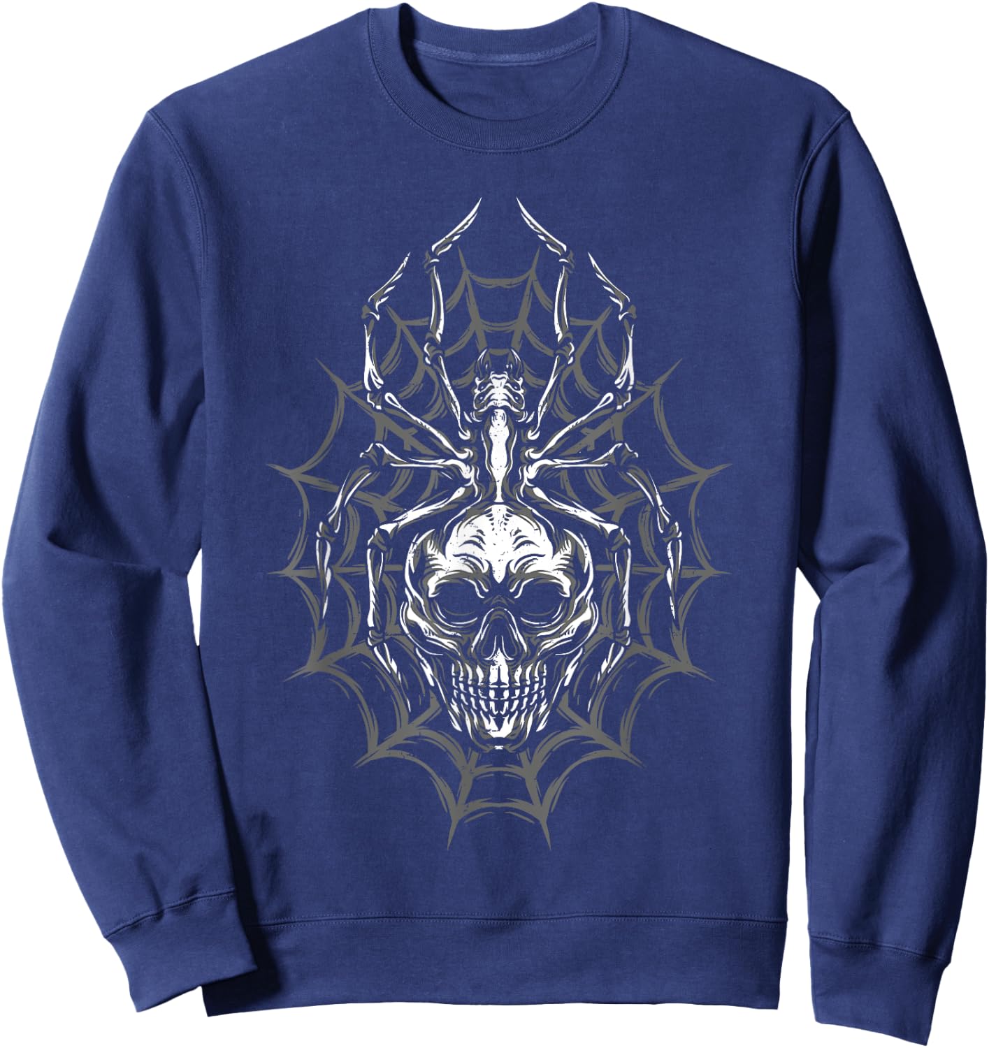 Spider Web Skull Halloween Spider Sweatshirt - Sweatshirt | Navy