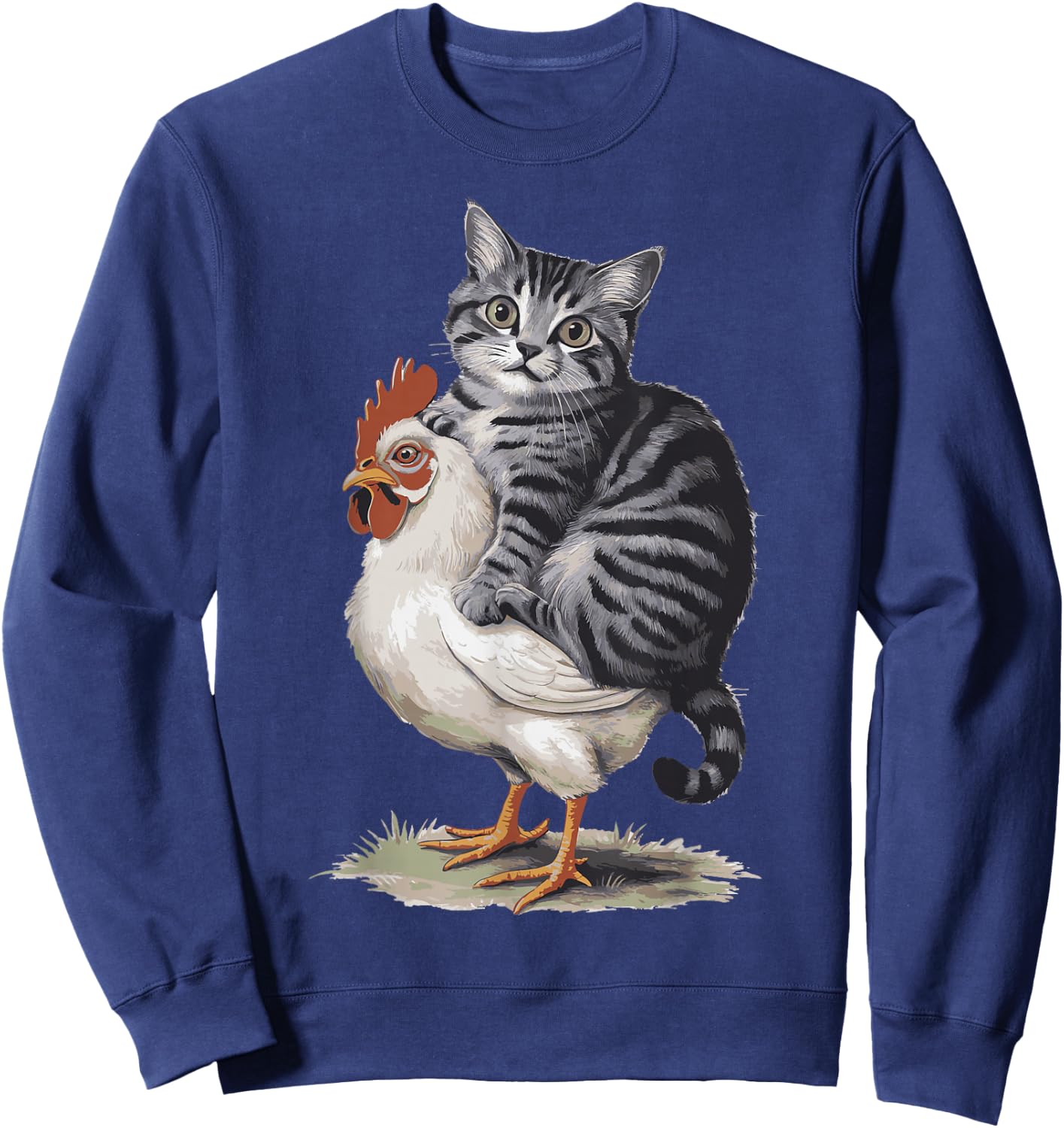 Cat Riding Chicken Sweatshirt - Sweatshirt | Navy