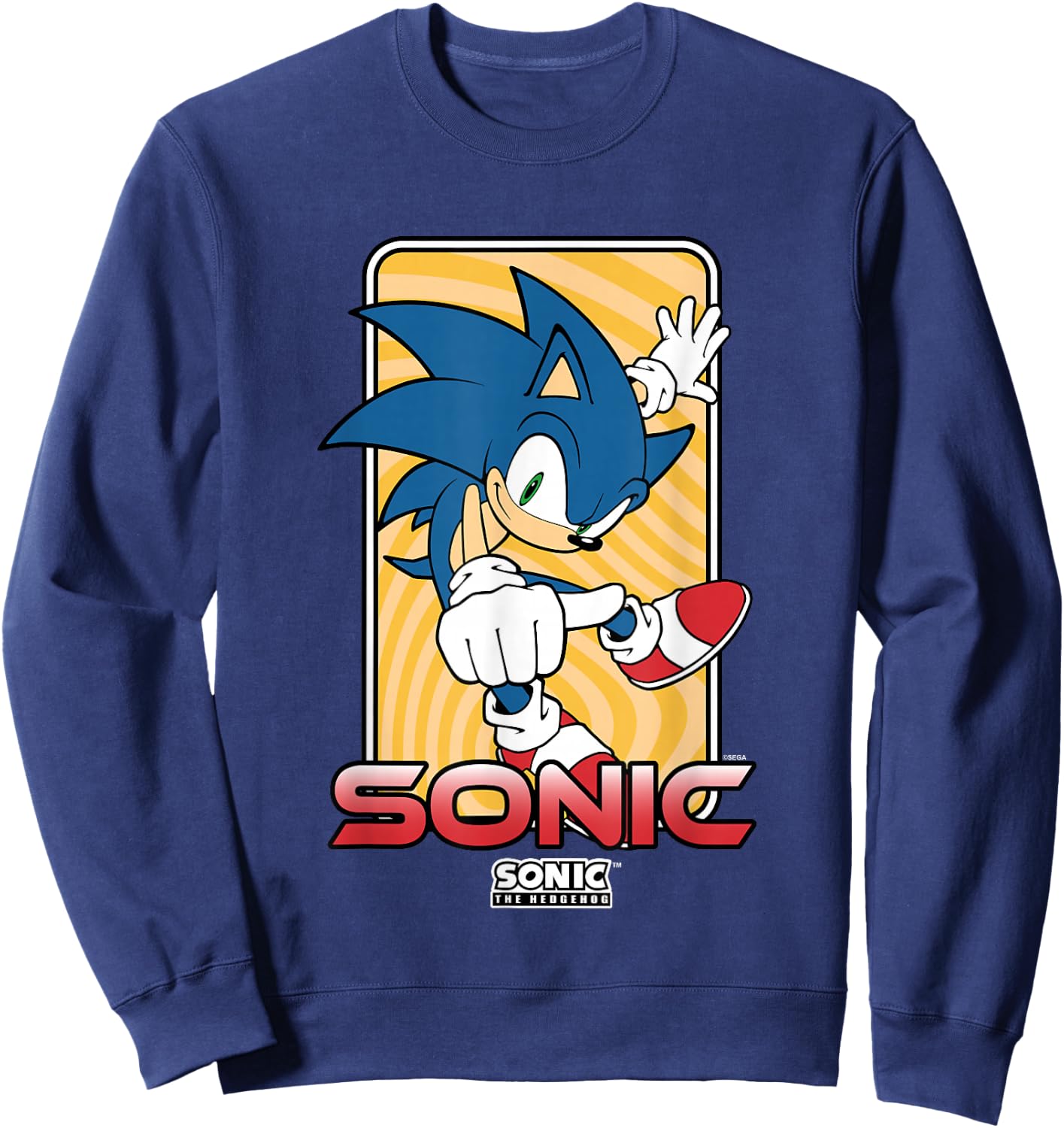 Sonic The Hedgehog Thumbs Up Wavy Portrait Sweatshirt - Sweatshirt | Navy