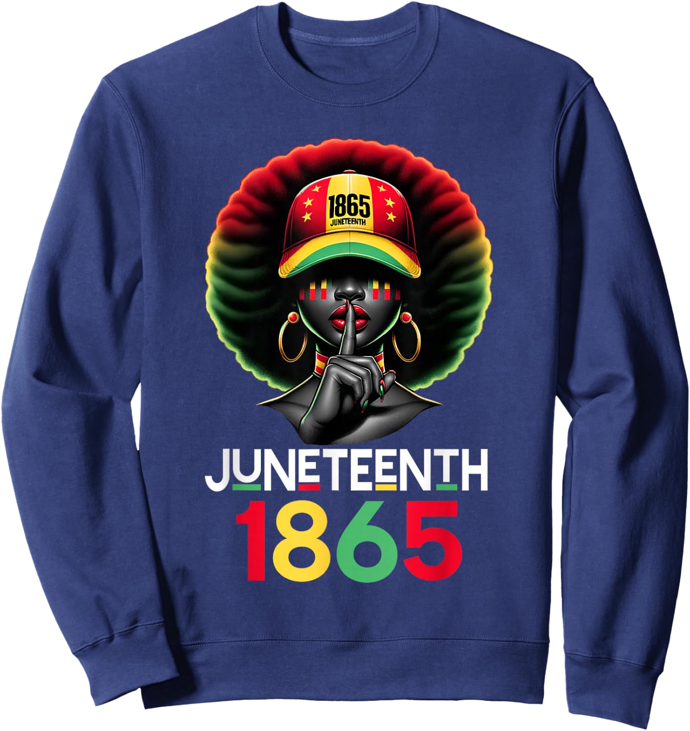 Juneteenth 1865 Celebrate Freedom Celebrating Black Women Sweatshirt - Sweatshirt | Navy