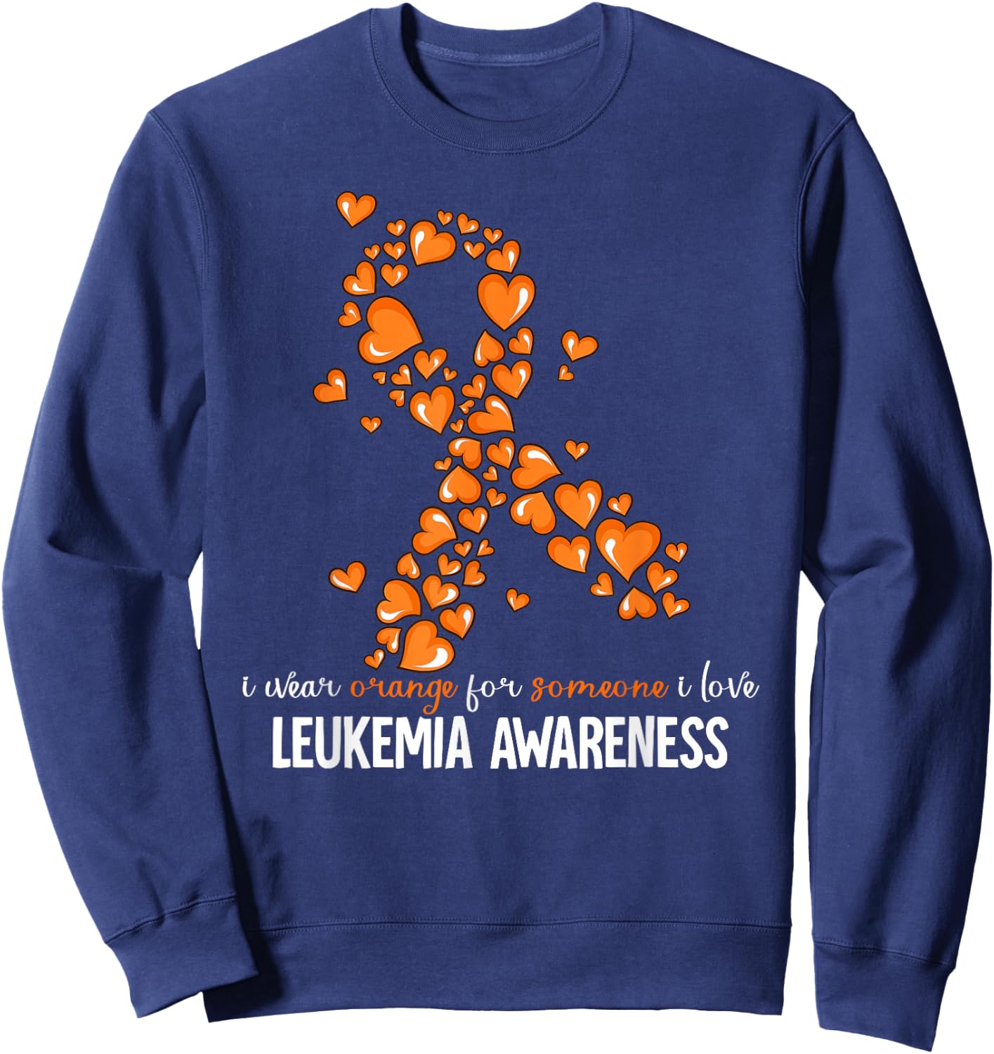 Leukemia Cancer Awareness - Leukemia Cancer Awareness - -Adults - Black - Small - Short Sleeve - - Modern - Polyester 100% Sweatshirt - Sweatshirt | Navy