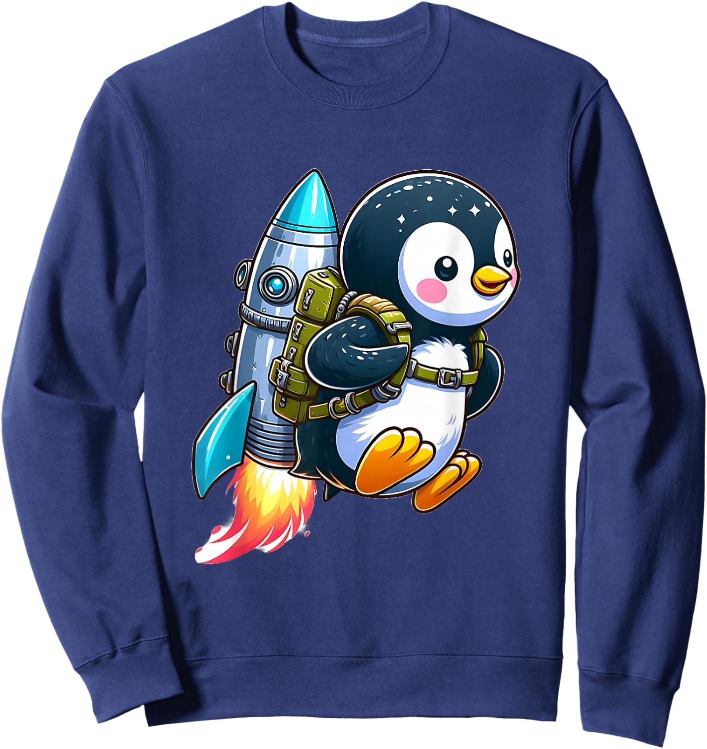 Flying Penguin with Jetpack Sweatshirt - Sweatshirt | Navy