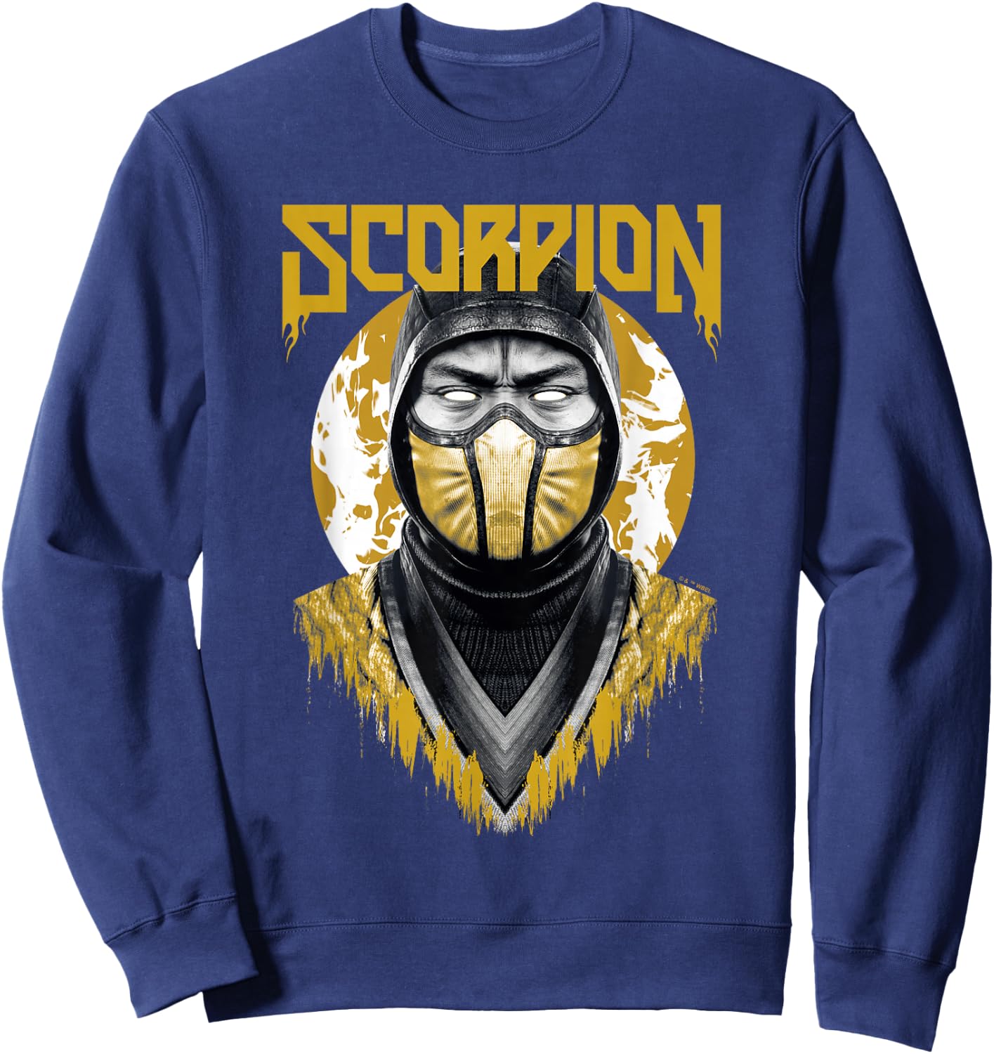 Mortal Kombat Klassic Scorpion Big Face Bust Portrait Logo Sweatshirt - Sweatshirt | Navy