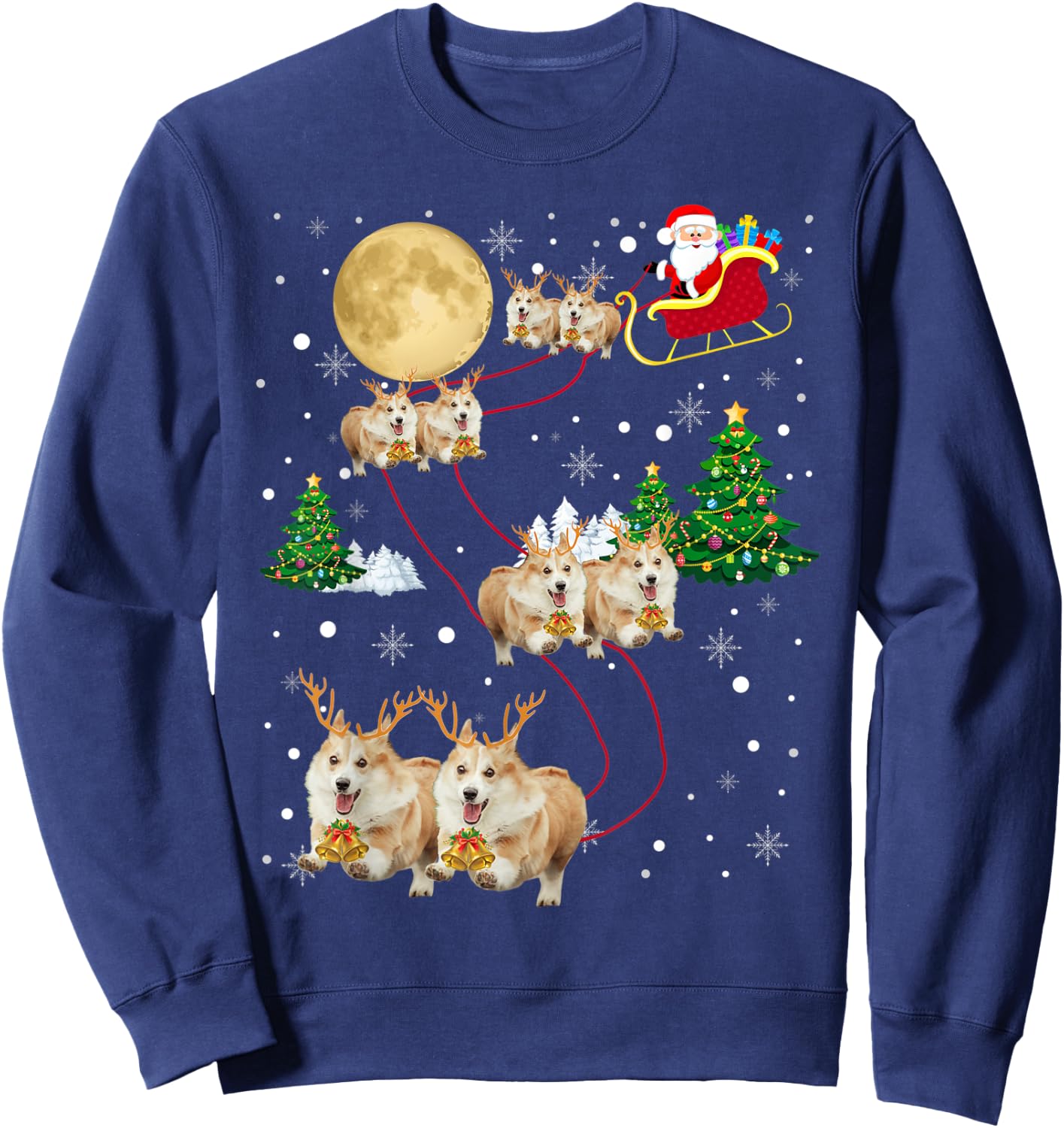Corgi Dogs Tree Christmas Sweater Xmas Gifts For Pet Dog Women Kids Sweatshirt - Sweatshirt | Navy