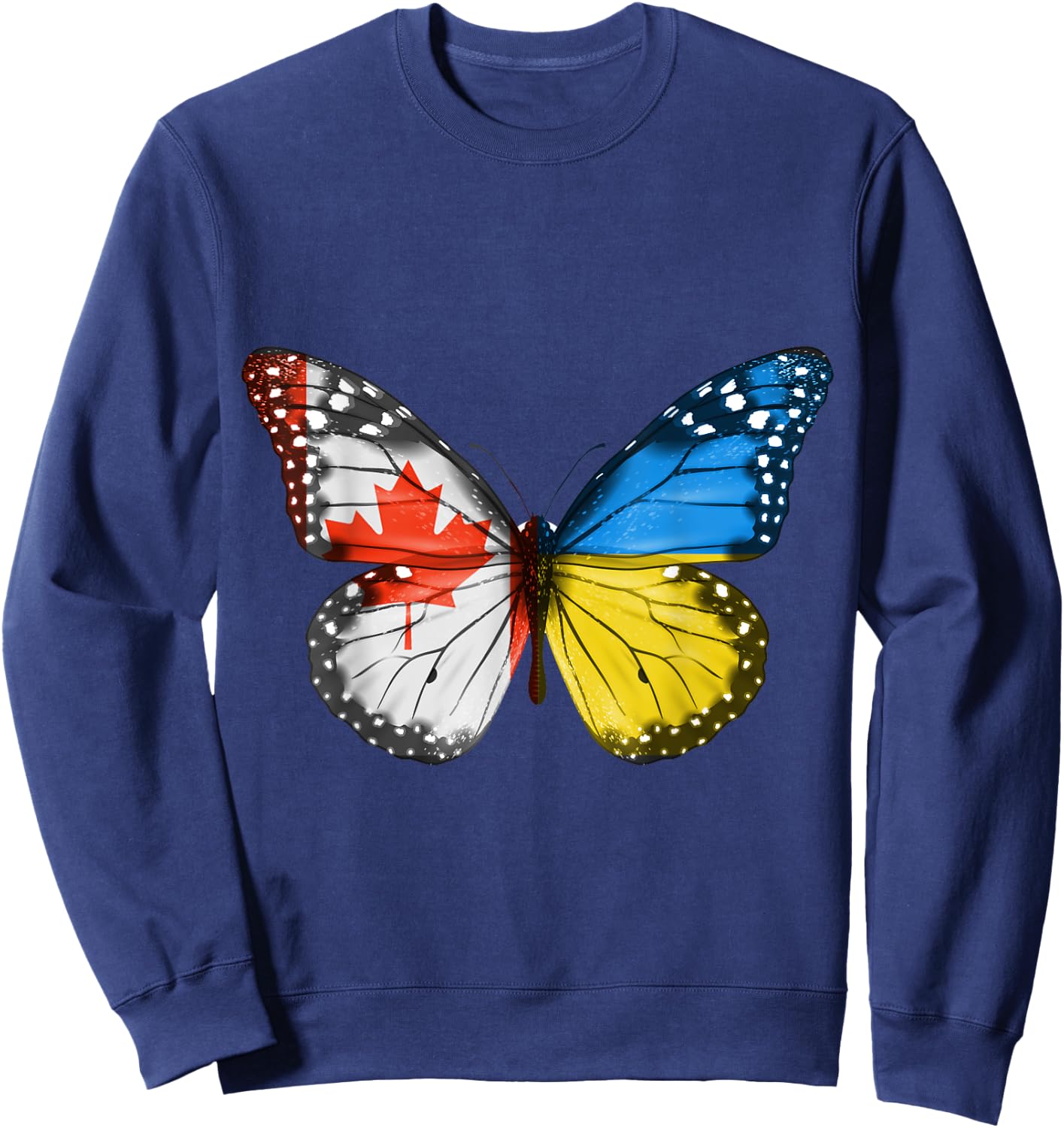 Canadian Ukrainian Flag Butterfly Canada Ukraine Sweatshirt - Sweatshirt | Navy