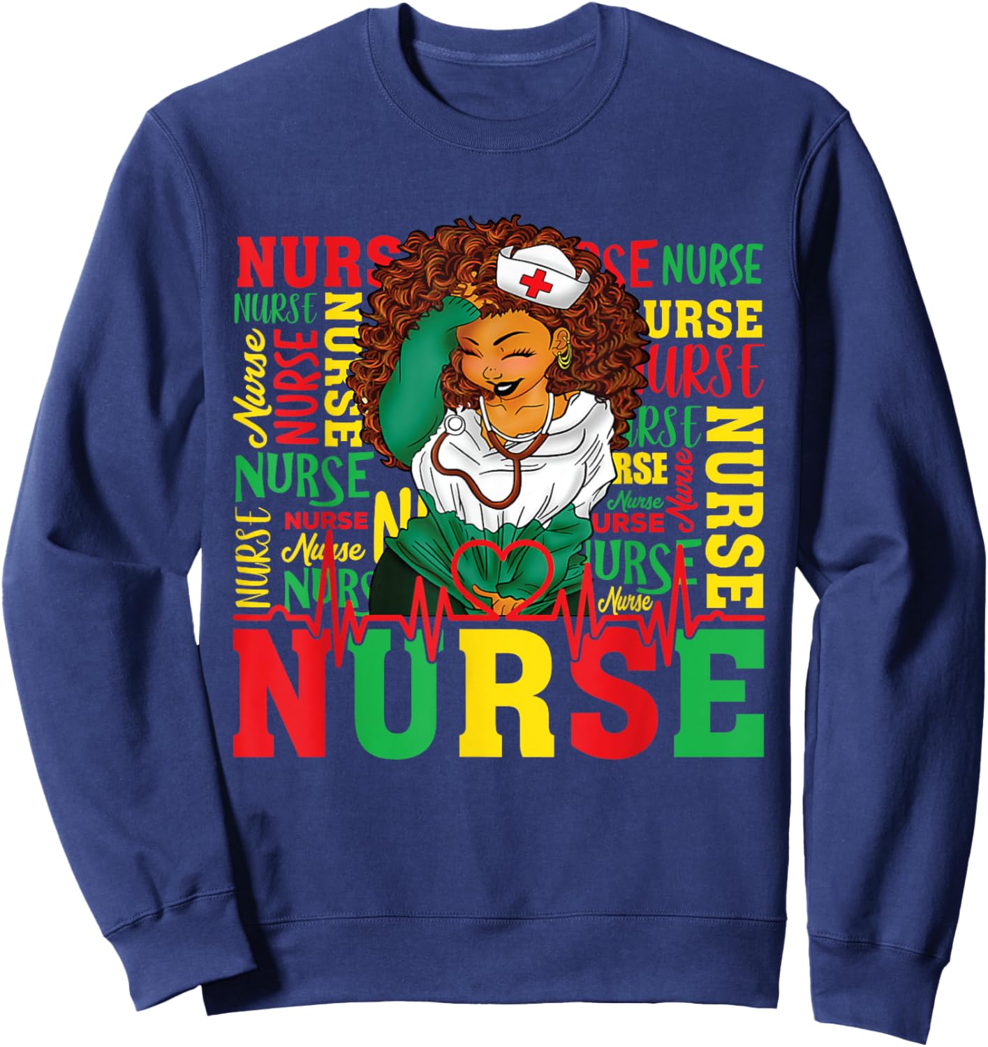 Black Women Nurse Juneteenth Shirts Women Black Freedom 1865 Sweatshirt - Sweatshirt | Navy