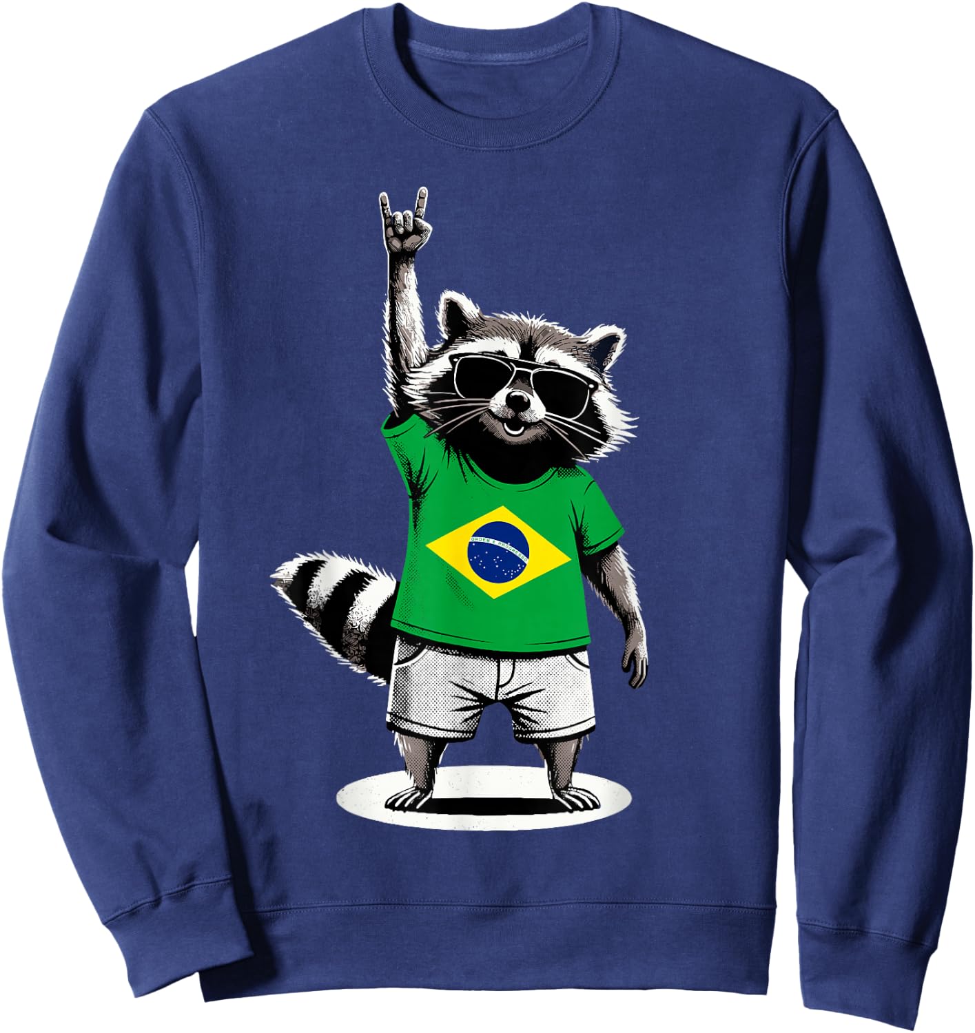 Brasilianische Flagge Waschbär Lustig Brasilien Sweatshirt - Sweatshirt | Navy