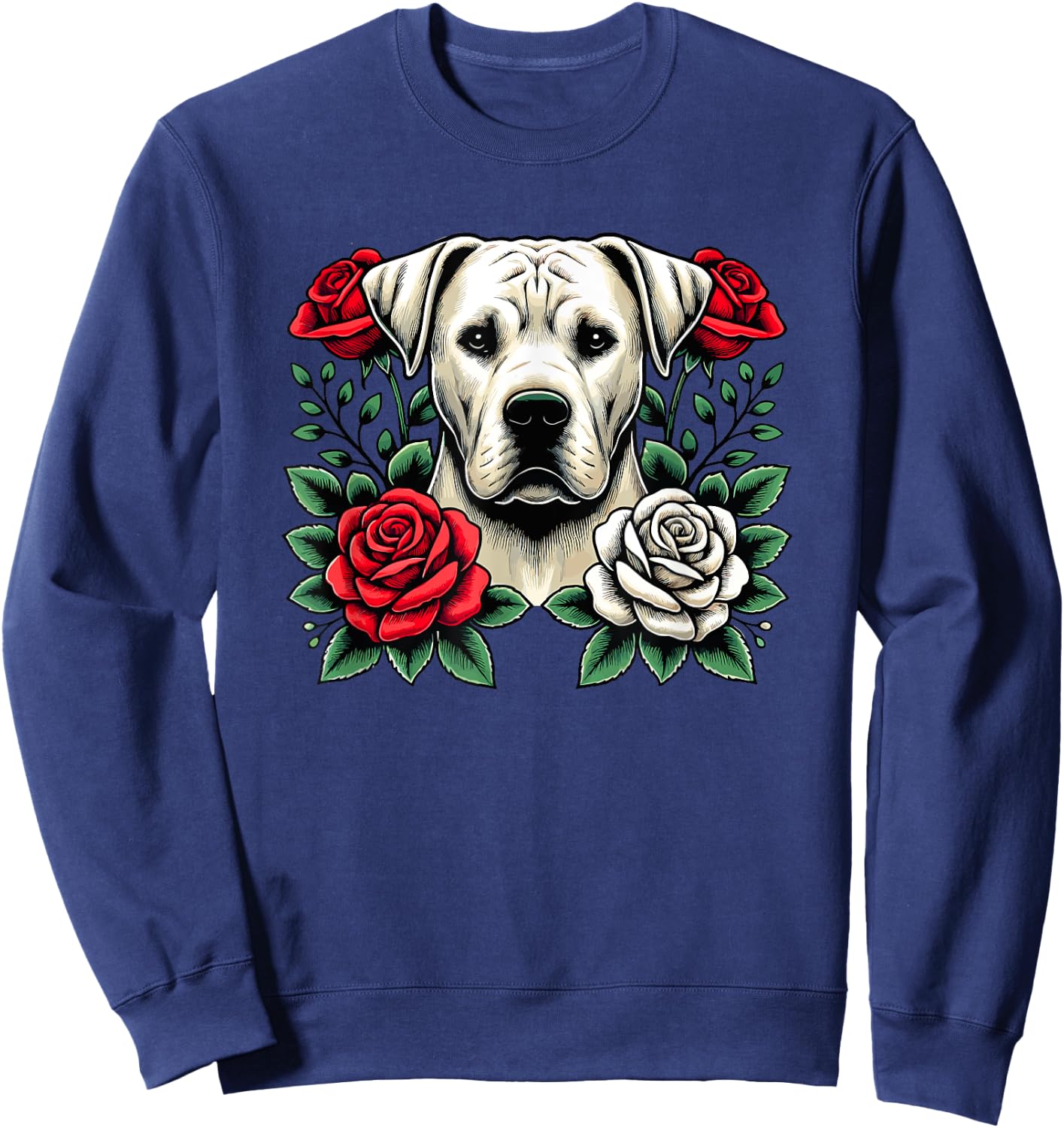 Roses Flowers Dogo Argentino Sweatshirt - Sweatshirt | Navy