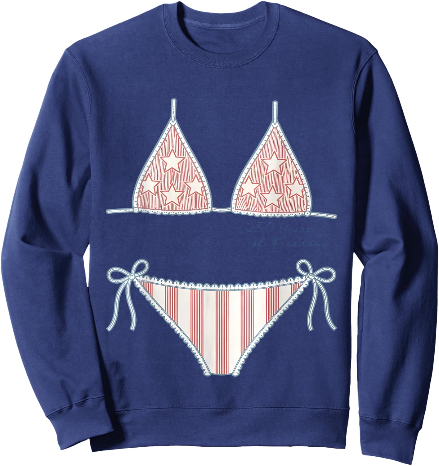 (2 Side) Patriotic Bikini Costume Funny Summer 4Th of July Sweatshirt - Sweatshirt | Navy