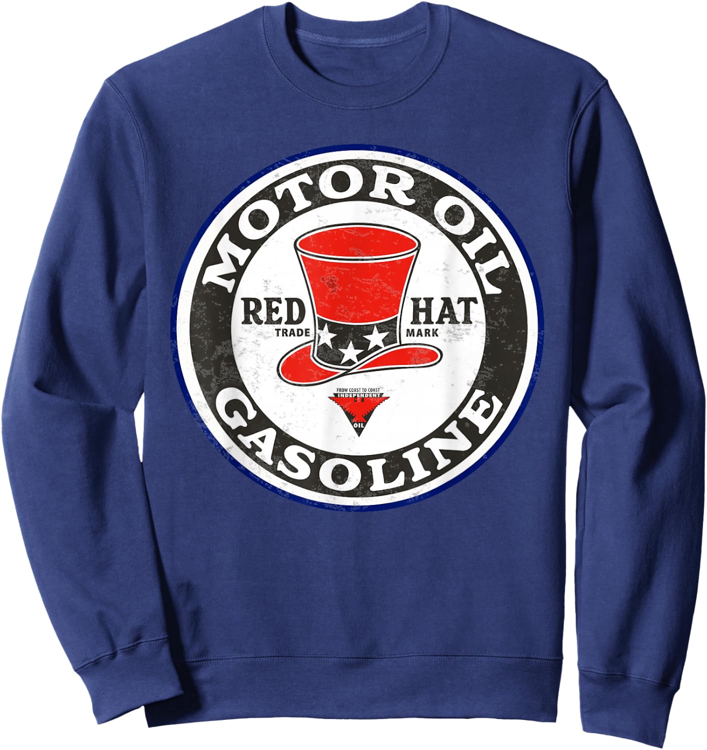 Retro Vintage Gas Station Red Hat Motor Oil Car Bike Garage Sweatshirt - Sweatshirt | Navy