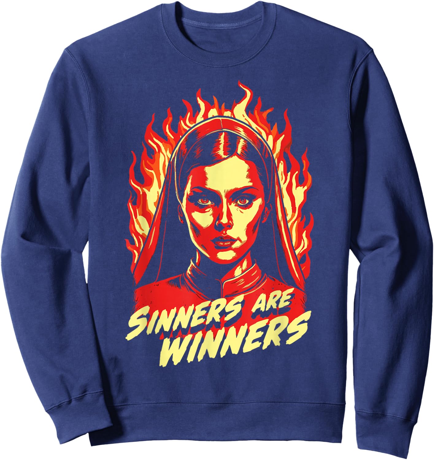 Sinners Are Winners Pretty Satanic Nun Sweatshirt - Sweatshirt | Navy