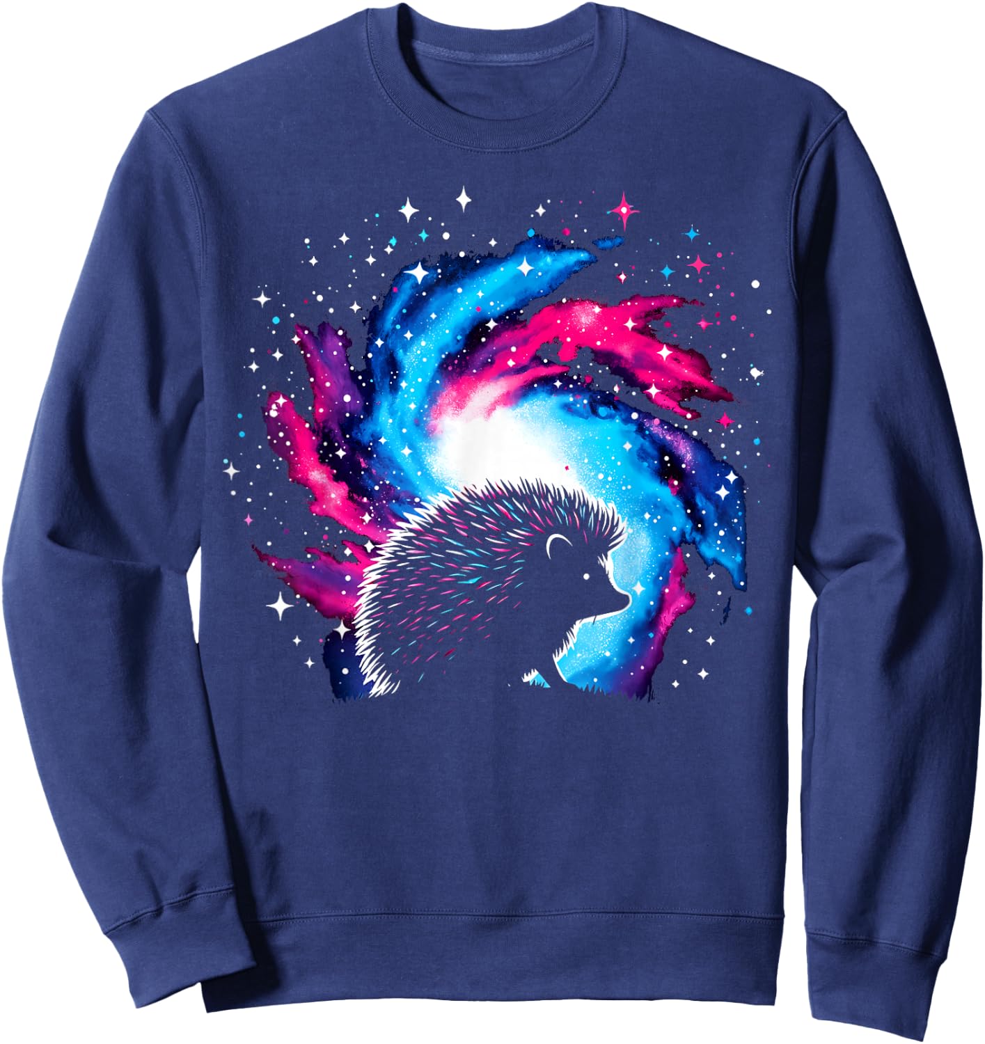 Cool Cosmic Hedgehog Galaxy Graphic Space Art Sweatshirt - Sweatshirt | Navy