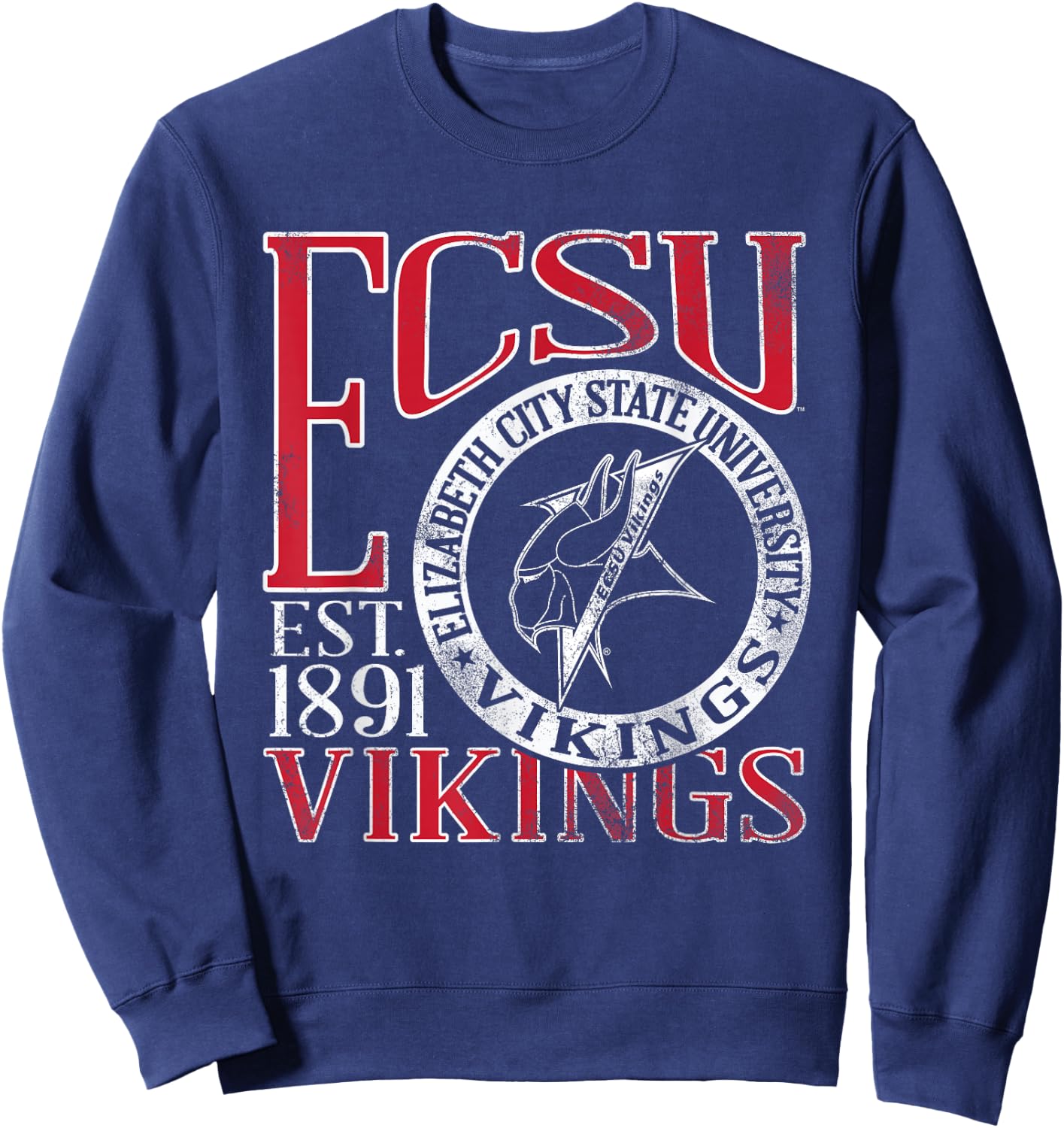 Elizabeth City State Vikings Vintage Dibs Blue Sweatshirt - Sweatshirt | Navy