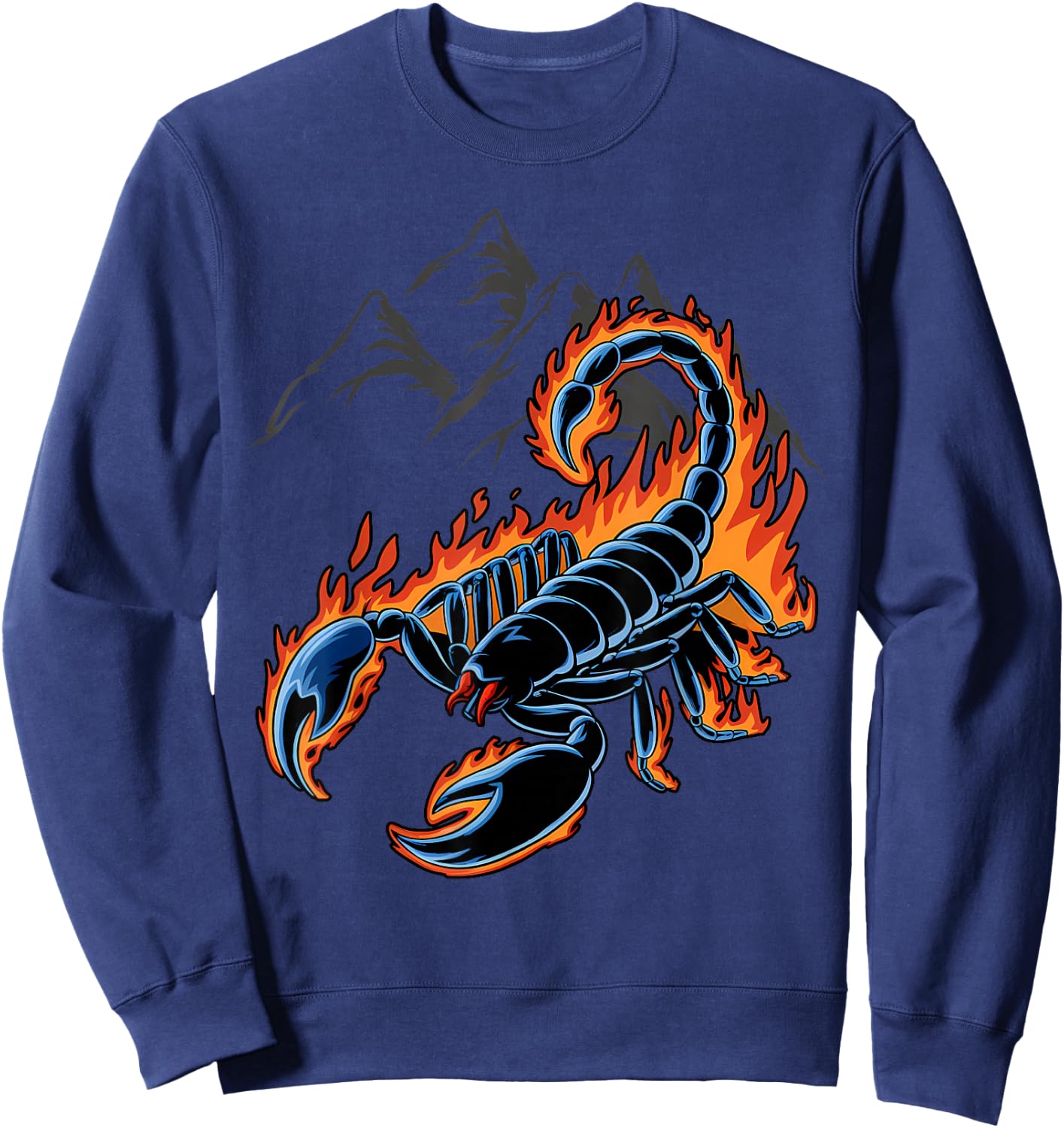 Scorpion Insect Arachnid Cool Fiery Scorpio Design Graphic Sweatshirt - Sweatshirt | Navy