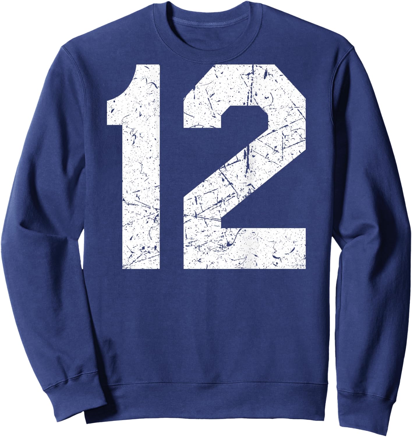Jersey Uniform Number #12 Athletic, 12th Birthday Sweatshirt - Sweatshirt | Navy