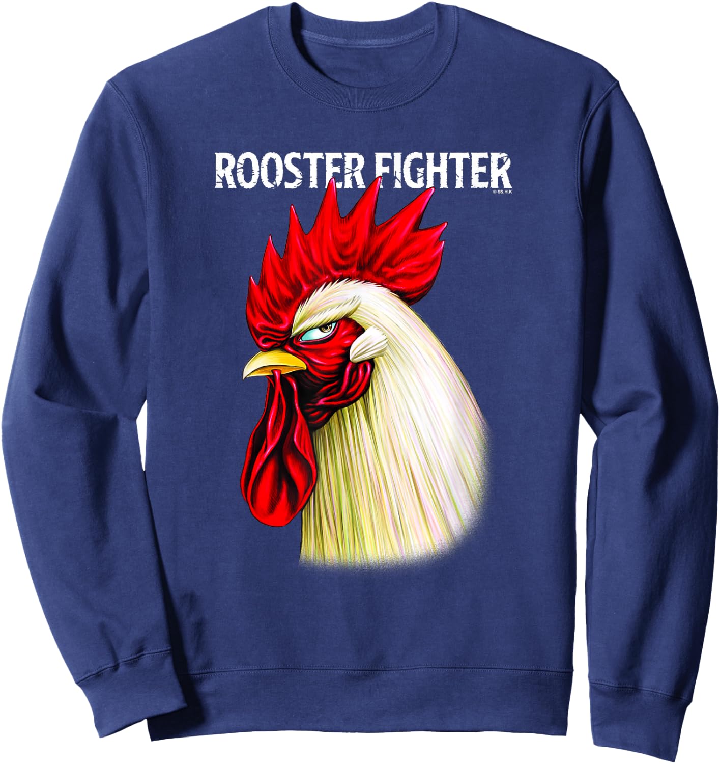 Rooster Fighter Keiji Side Profile Mean Mug Stare Down Sweatshirt - Sweatshirt | Navy