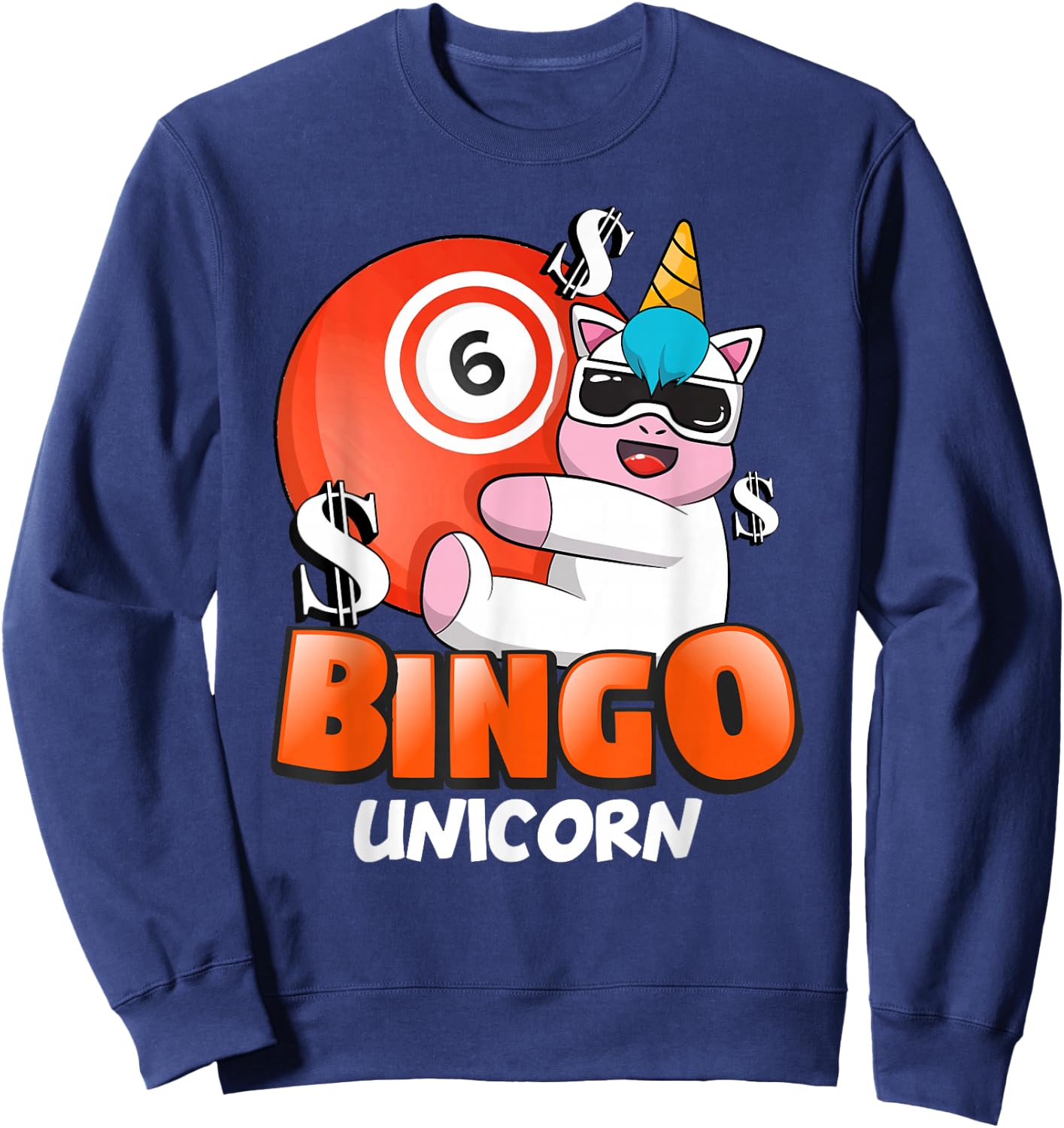Bingo Unicorn Casino Gambling Lottery Bingo Women Sweatshirt - Sweatshirt | Navy