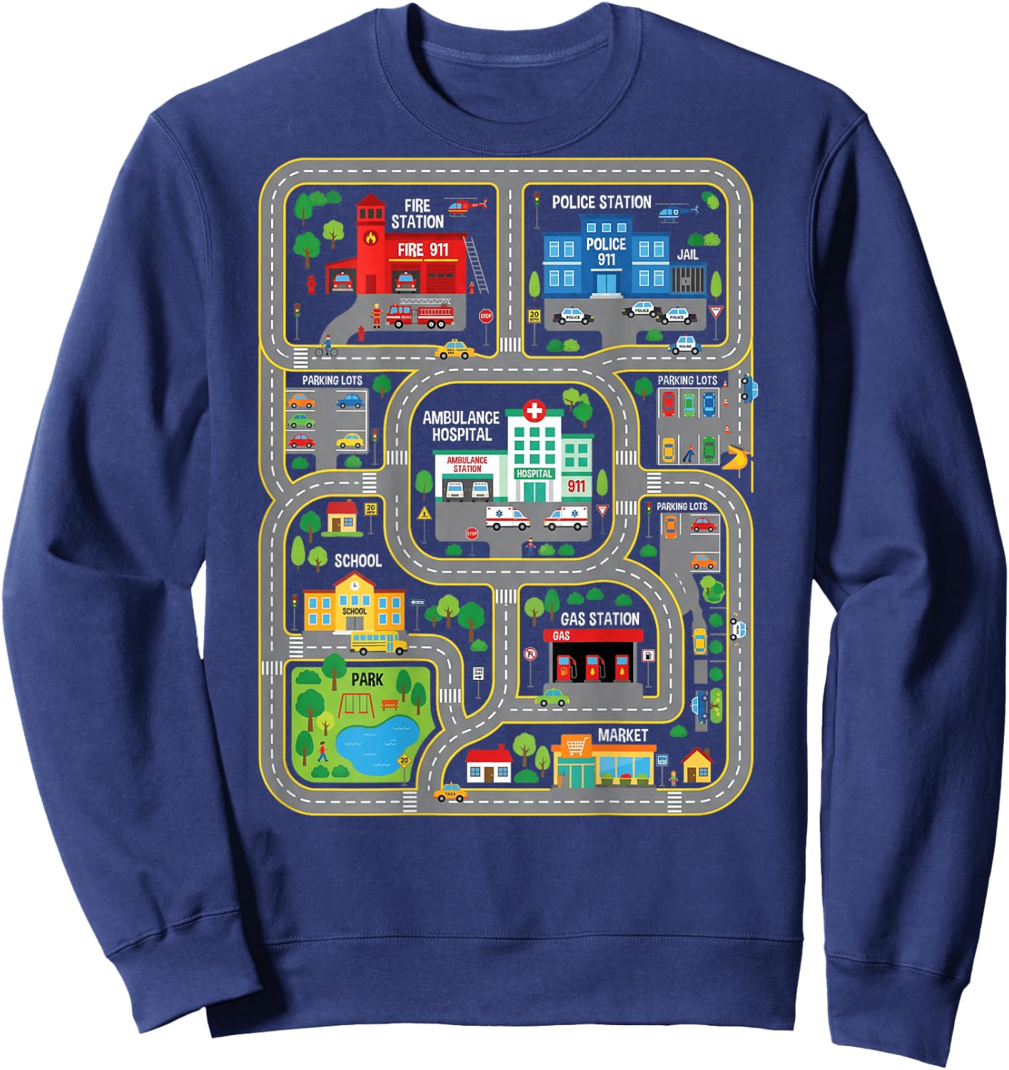 Play Cars On Dads Back City Map Race Track Tired Dads Funny Sweatshirt - Sweatshirt | Navy