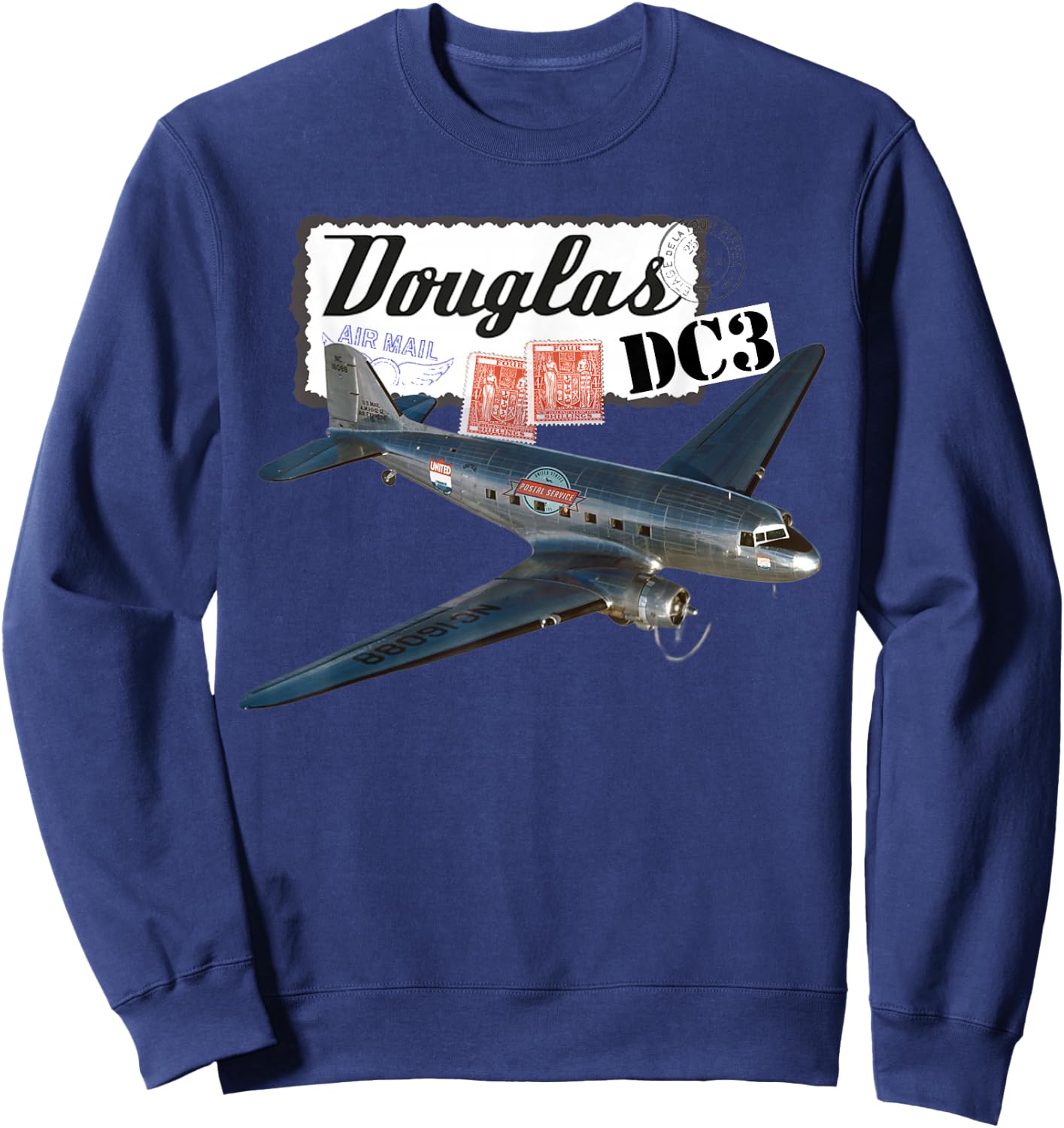 Douglas DC3 Flugzeug, Retro, Vintage, 1930er Jahre Sweatshirt - Sweatshirt | Navy