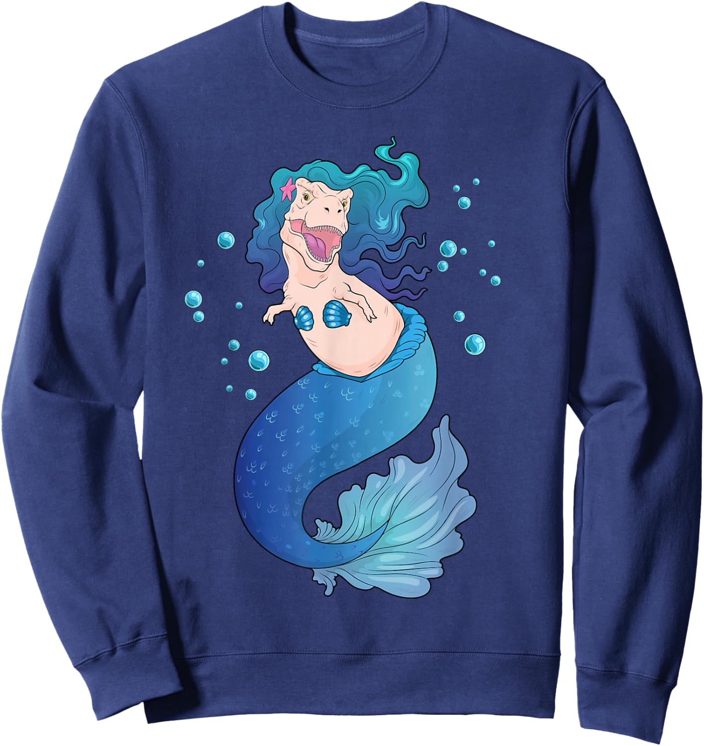 Mermaid Dinosaur Shirt Mermsaurus T-Rex Funny Sea Rex Sweatshirt - Sweatshirt | Navy