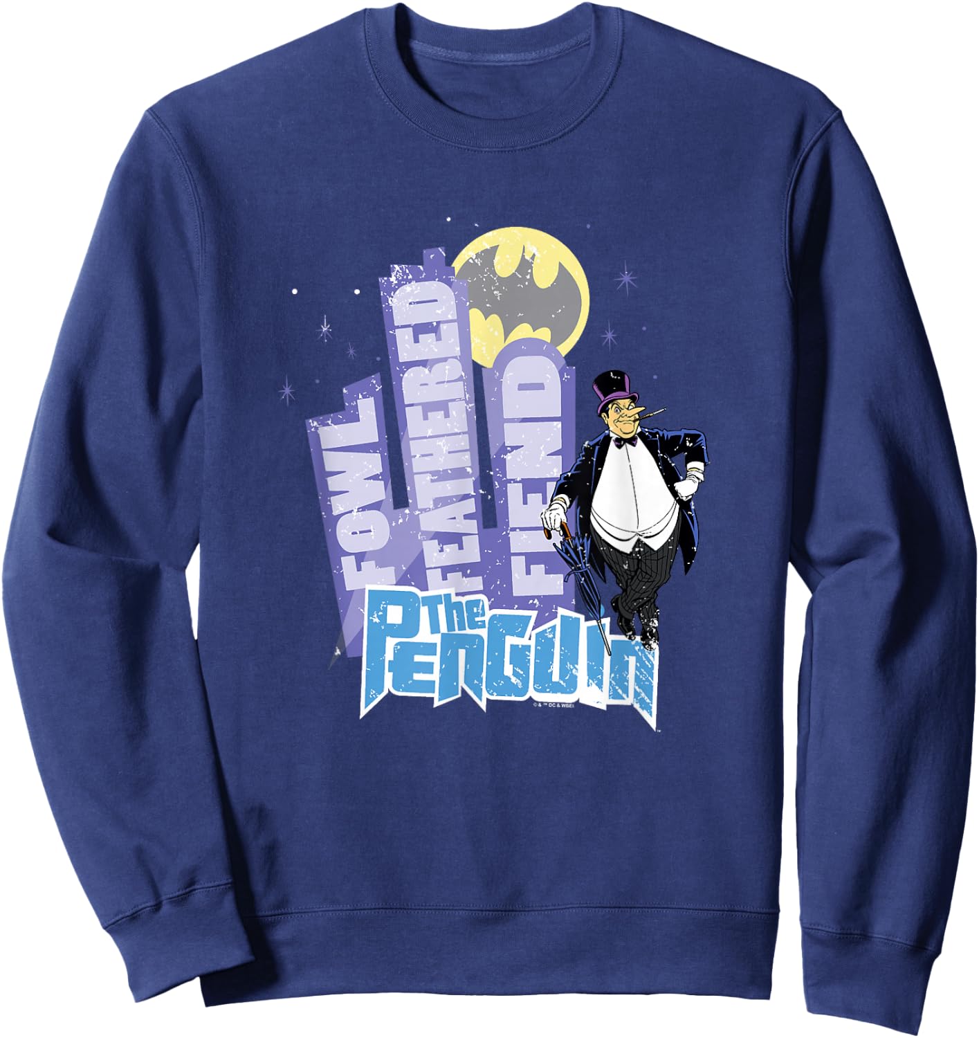 Batman Vintage Penguin Fowl Feathered Fiend Comic Icon Sweatshirt - Sweatshirt | Navy