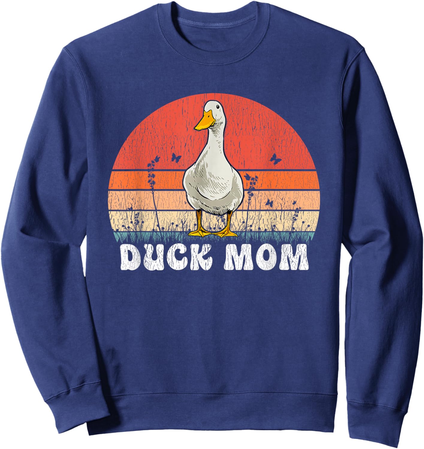 Duck Mom Retro Vintage Funny Mothers Day Mama Duck Sweatshirt - Sweatshirt | Navy