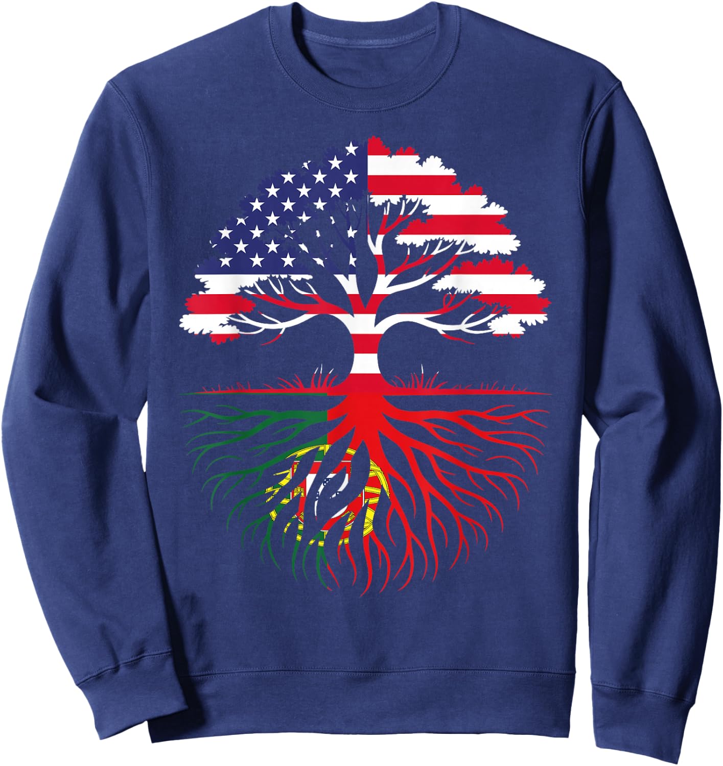 American Grown Portuguese Roots Flag Heritage Sweatshirt - Sweatshirt | Navy