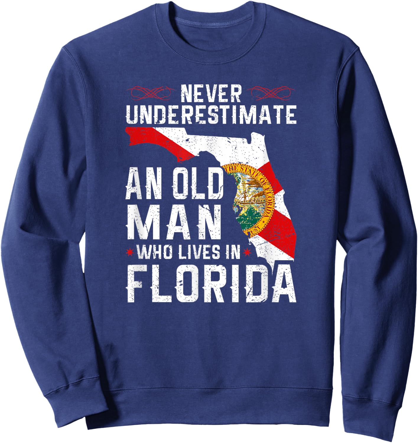 Flag Florida Home Old Man Flo Grown Sweatshirt - Sweatshirt | Navy