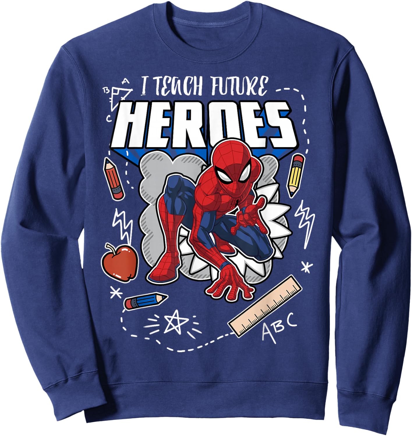 Marvel Spider-Man Classic I Teach Heroes Graphic Sweatshirt - Sweatshirt | Navy