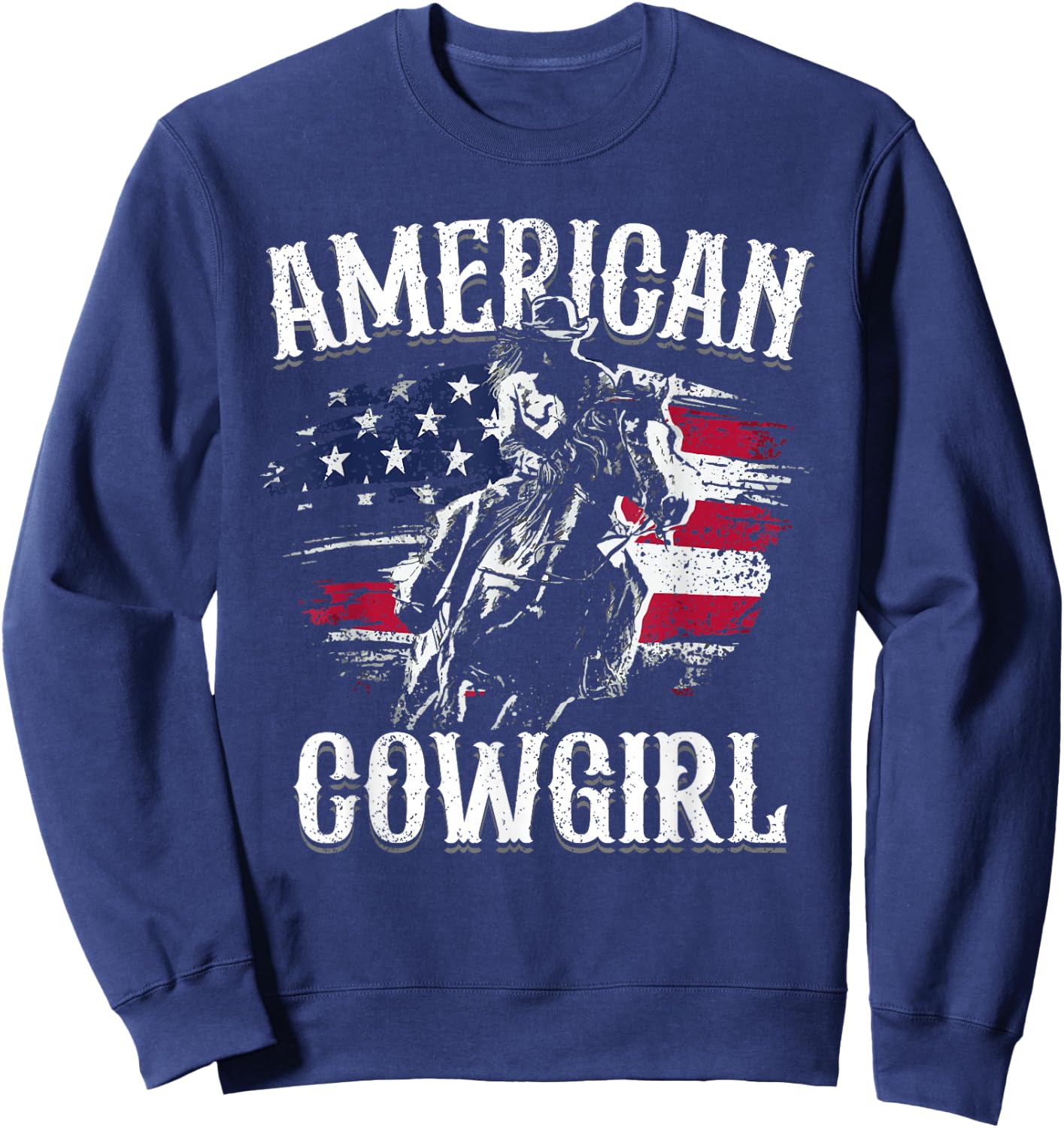 American Cowgirl Rodeo Barrel Racing Horse Riding Girl Gift Sweatshirt - Sweatshirt | Navy