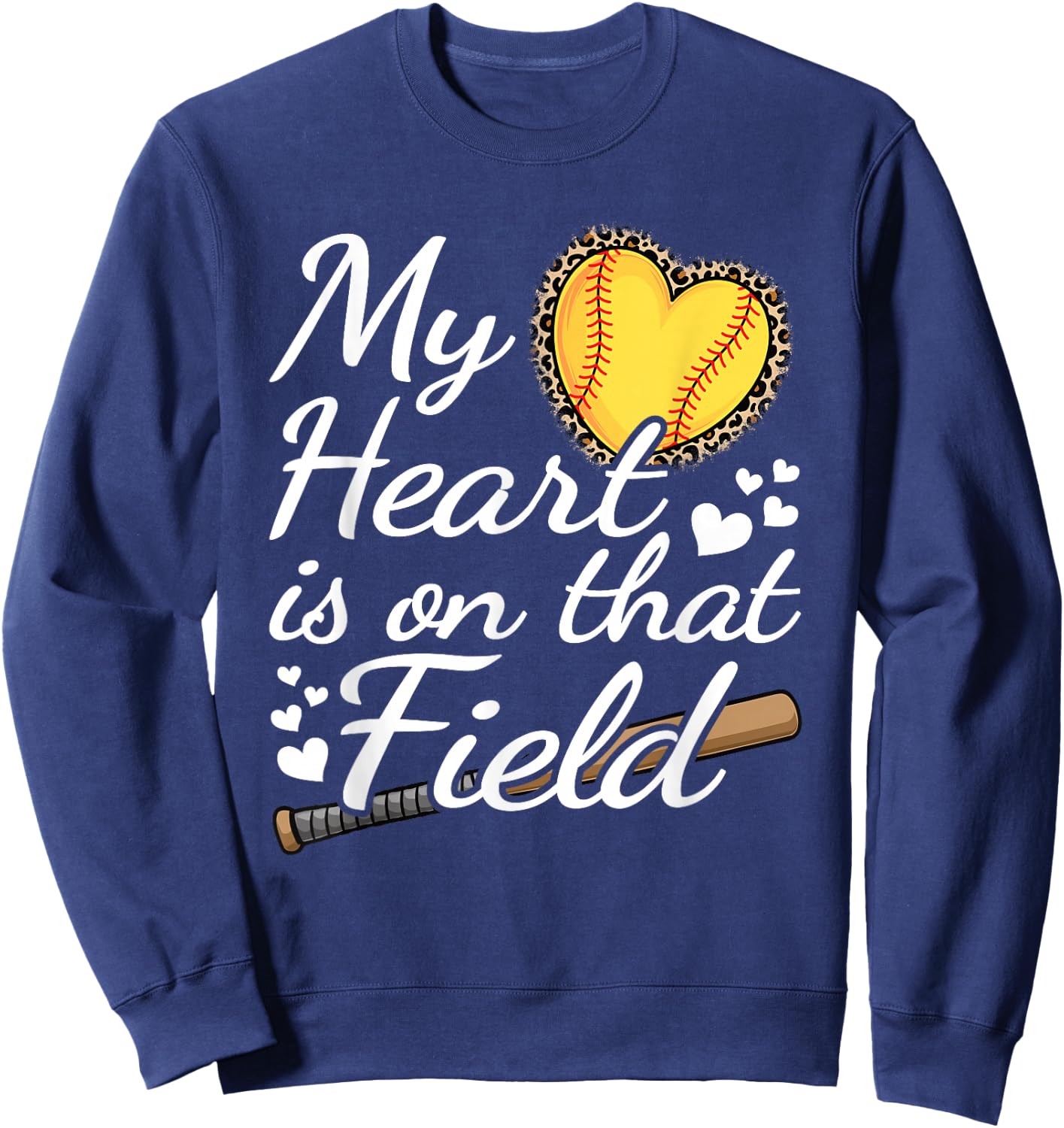 My Heart Is On That Field Cute Softball Mom Grandma Women Sweatshirt - Sweatshirt | Navy