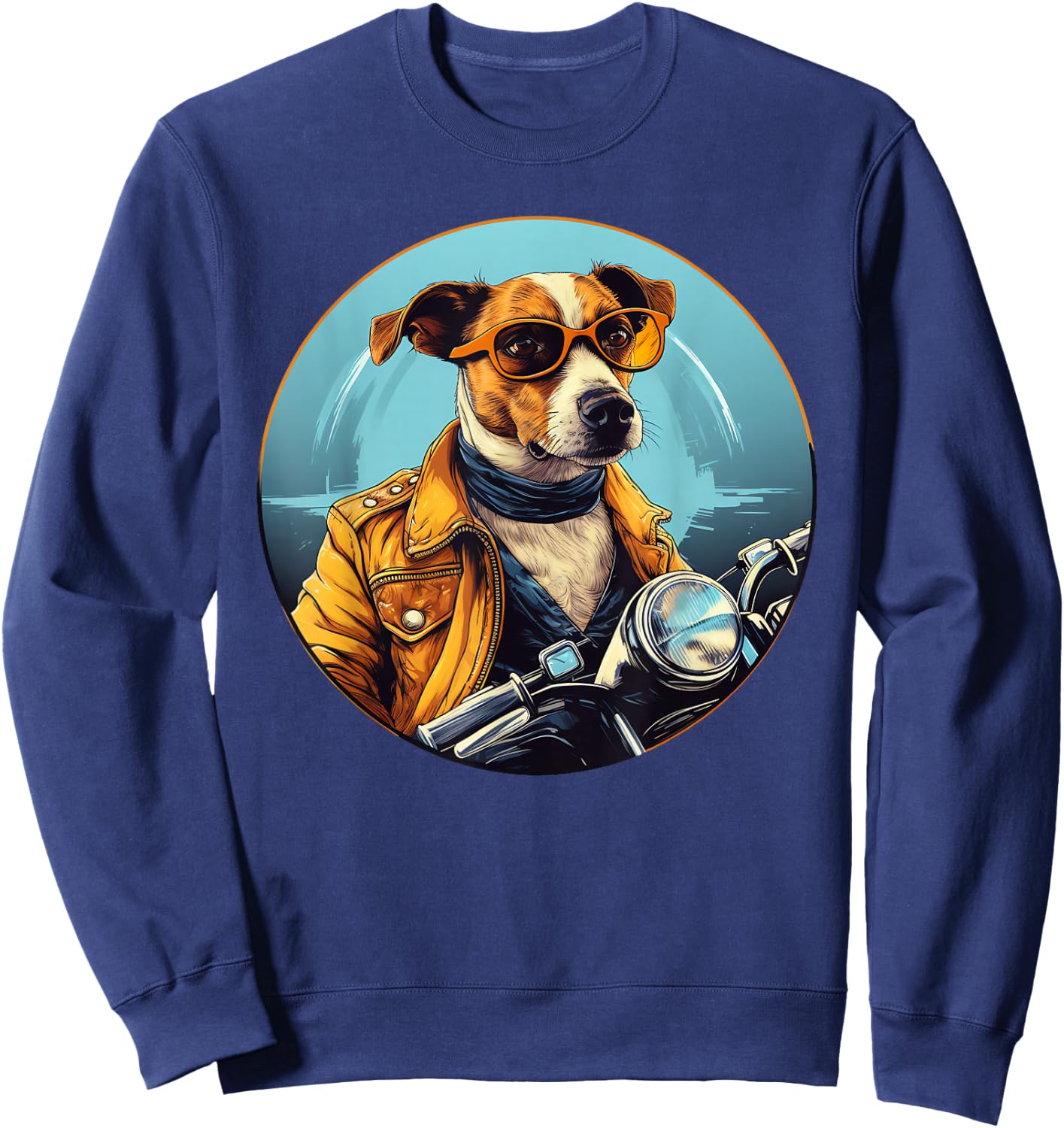 Jack Russell Terrier Biker Funny Dog Motorcycle Sweatshirt - Sweatshirt | Navy