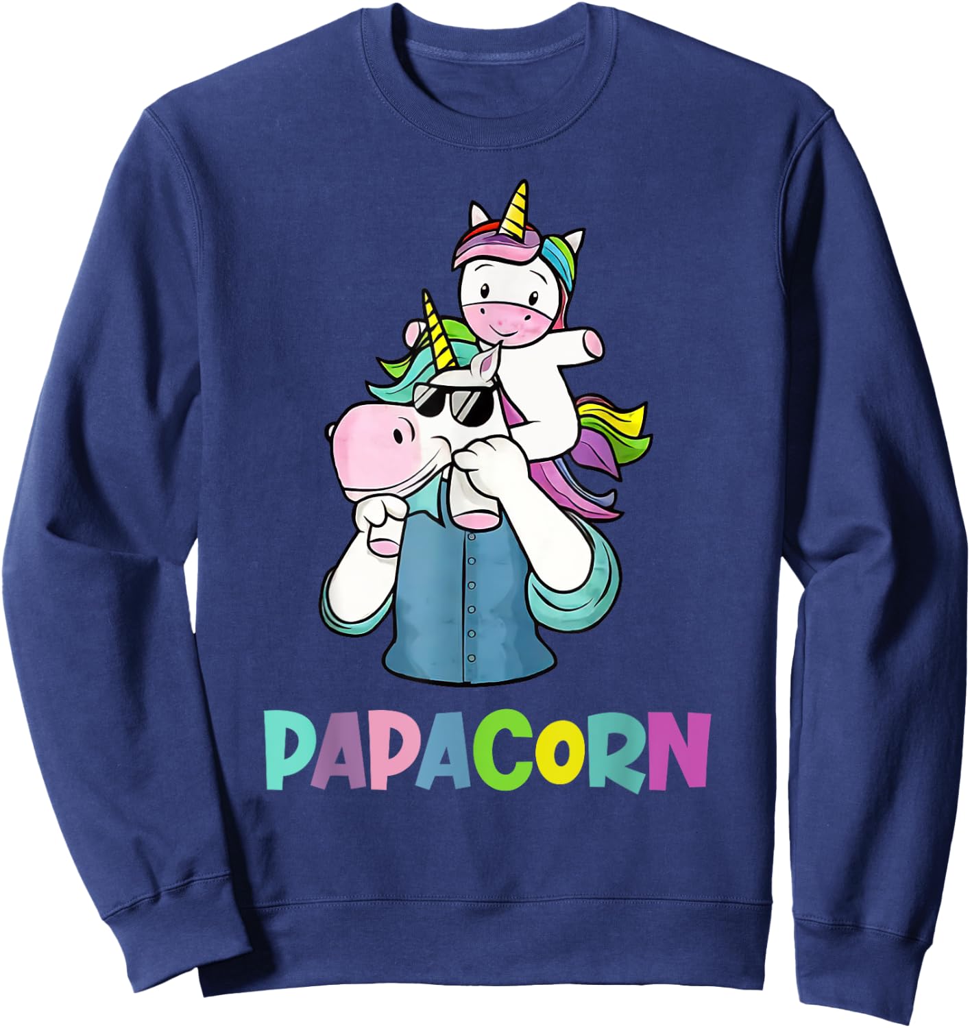 Papacorn Unicorn Father's Day Gift Daddy Sweatshirt - Sweatshirt | Navy