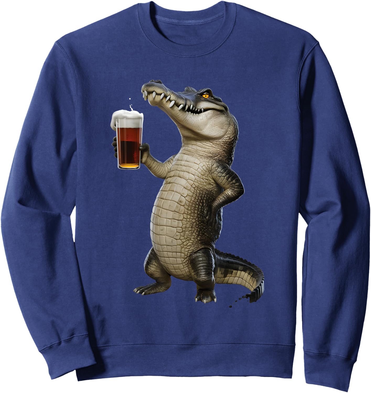 Crocodile Boire Bière Réaliste Sweatshirt - Sweatshirt | Navy