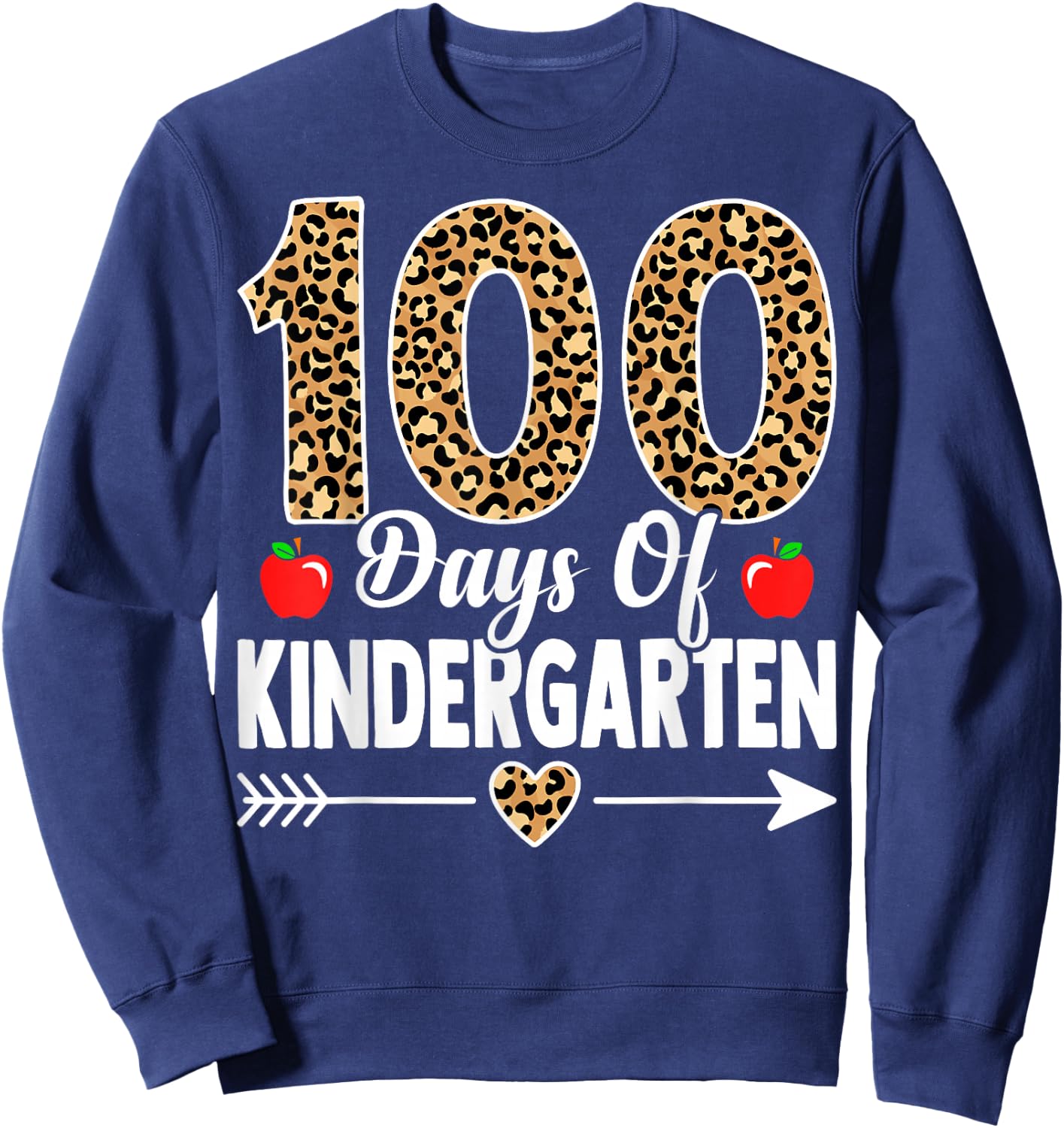 100 Days of Kindergarten Leopard 100th Day Of School Sweatshirt - Sweatshirt | Navy