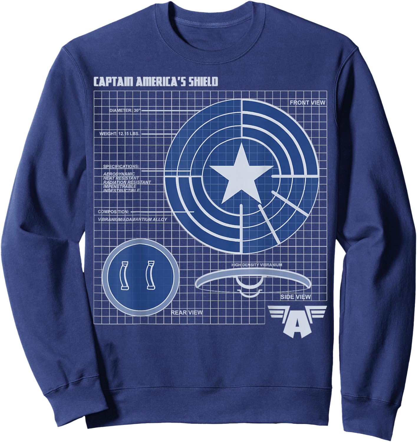 Marvel Avengers Captain America Shield Schematics Sweatshirt - Sweatshirt | Navy