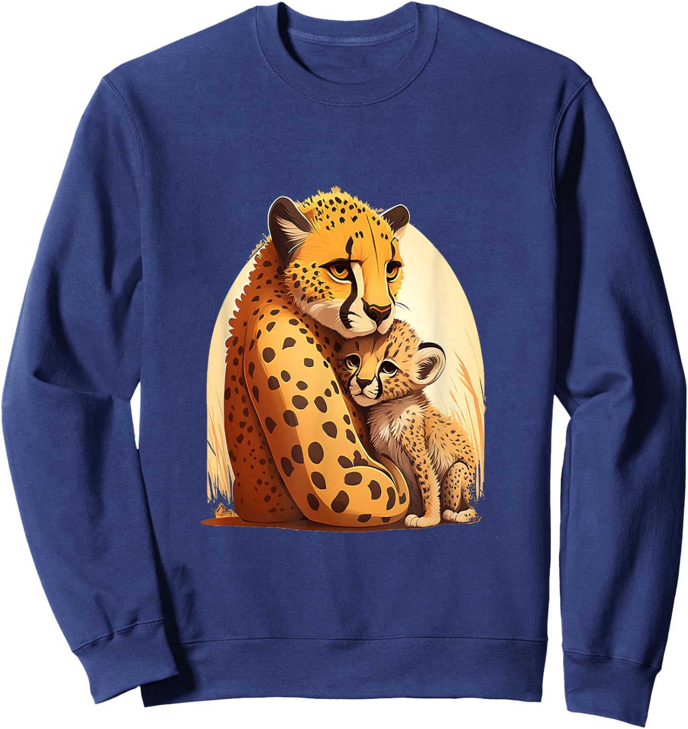 Zookeeping Mother Animal Lover Mom And Baby Cheetah Sweatshirt - Sweatshirt | Navy