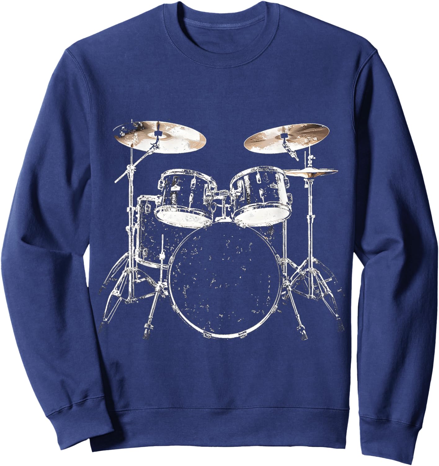 Drumset Music Instrument Motif Illustration Drumset Sweatshirt - Sweatshirt | Navy