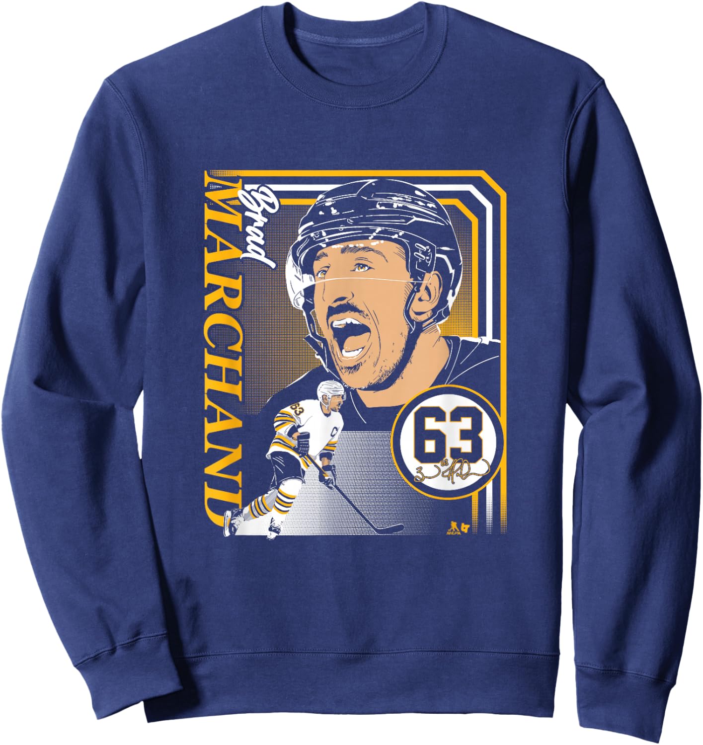 Brad Marchand: Collage Frame - Boston Hockey Sweatshirt - Sweatshirt | Navy