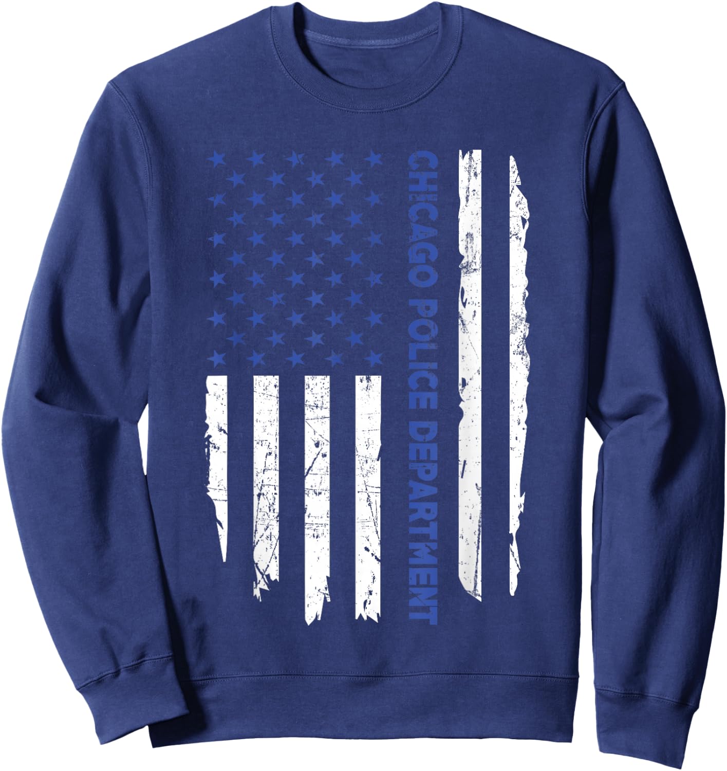 Chicago Police Officer American Flag Thin Blue Line Women Men Sweatshirt - Sweatshirt | Navy