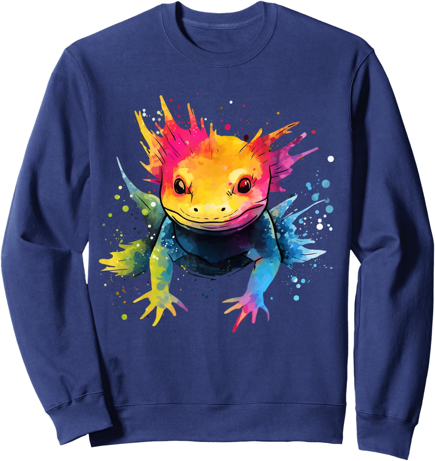 Cool Axolotl on Colourful Painted Axolotl , black Sweatshirt - Sweatshirt | Navy