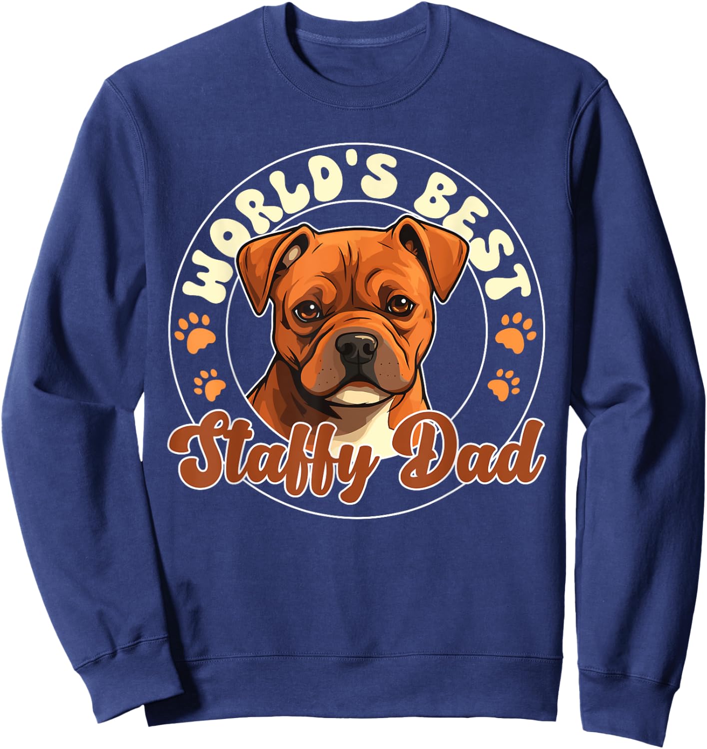 Staffordshire Bull Terrier Groovy World's Best Staffy Dad Sweatshirt - Sweatshirt | Navy