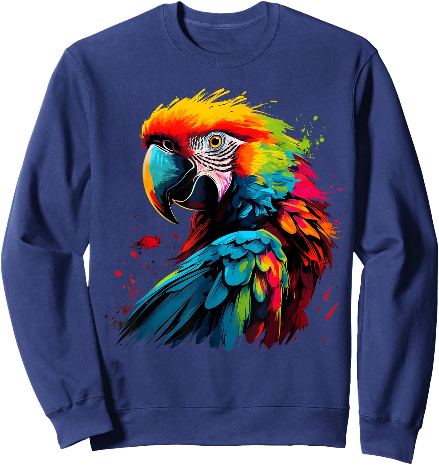 Artistic Colorful Pop Art painted Parrot Sweatshirt - Sweatshirt | Navy