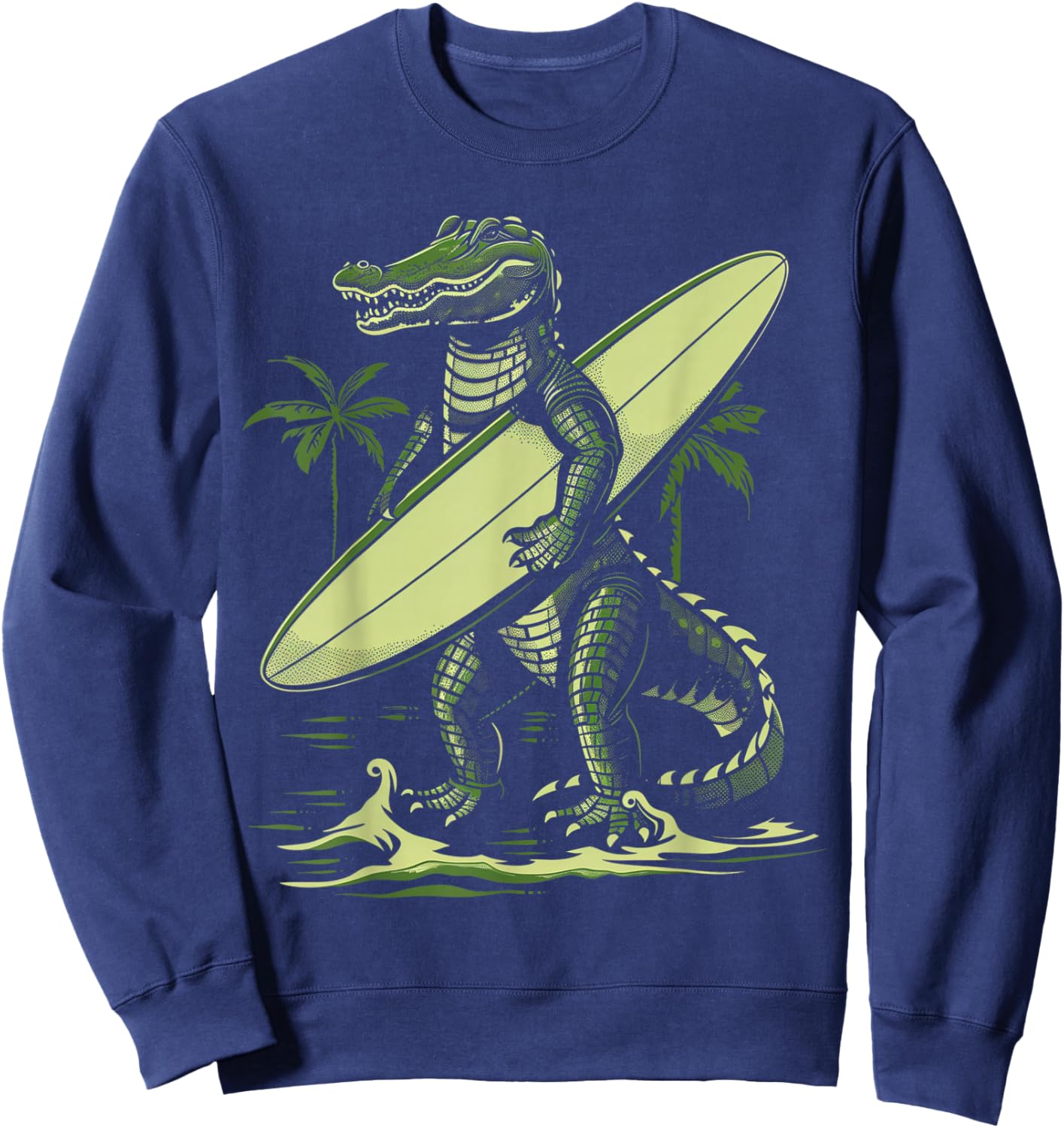 Alligator Gator Crocodile Surf Surfer Reptile Lover Funny Sweatshirt - Sweatshirt | Navy