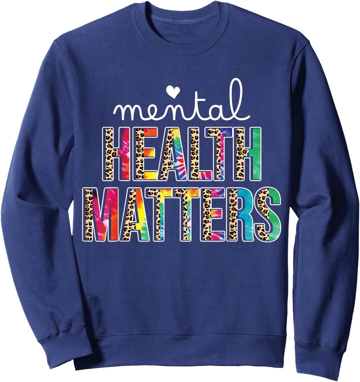 Mental Health Matters Leopard Human Brain Illness Awareness Sweatshirt - Sweatshirt | Navy