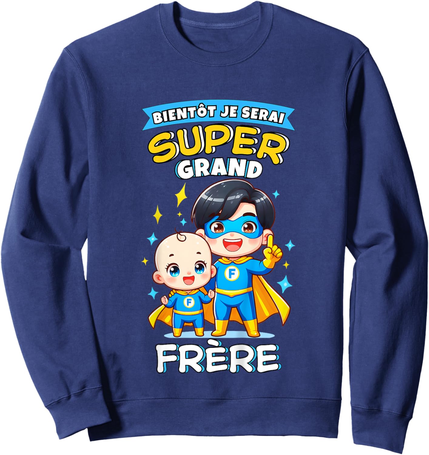 Child Future Big Brother Announcement Pregnancy Big Brother Super Hero , Blue, 2 Sweatshirt - Sweatshirt | Navy
