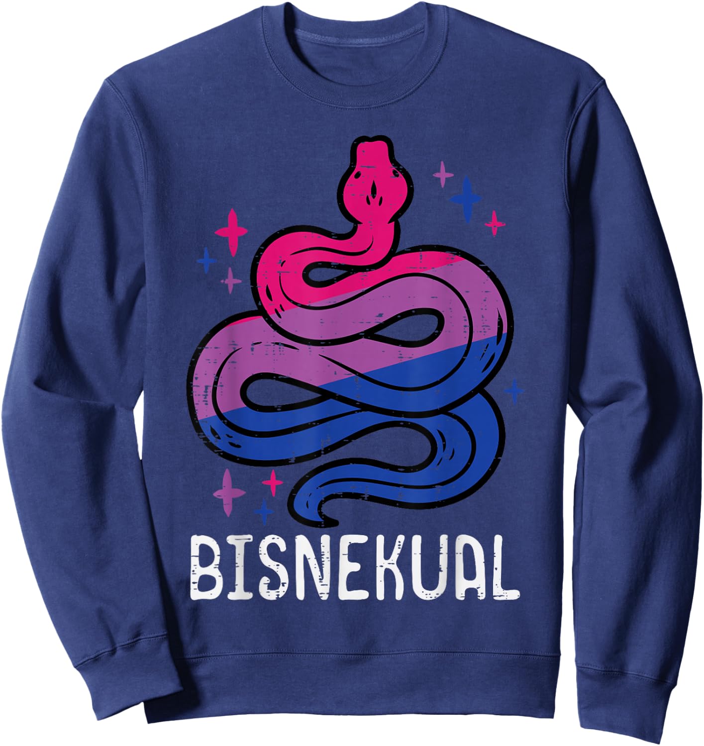 Bisexual Snake Bisnekual Funny Bi Pride Flag LGBTQ Men Women Sweatshirt - Sweatshirt | Navy