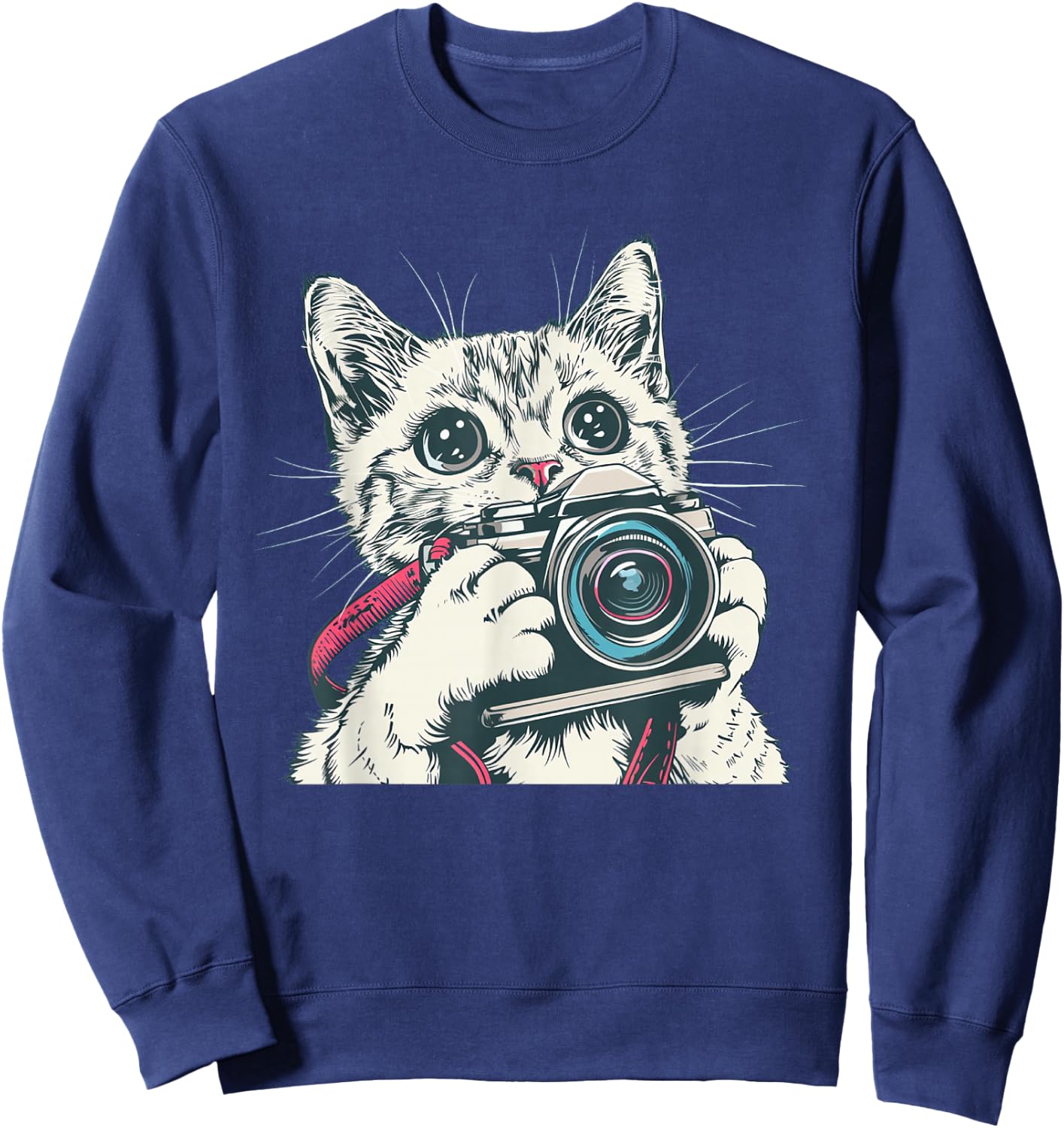 Awesome Camera Cat for traveling and taking Photos Lovers Sweatshirt - Sweatshirt | Navy