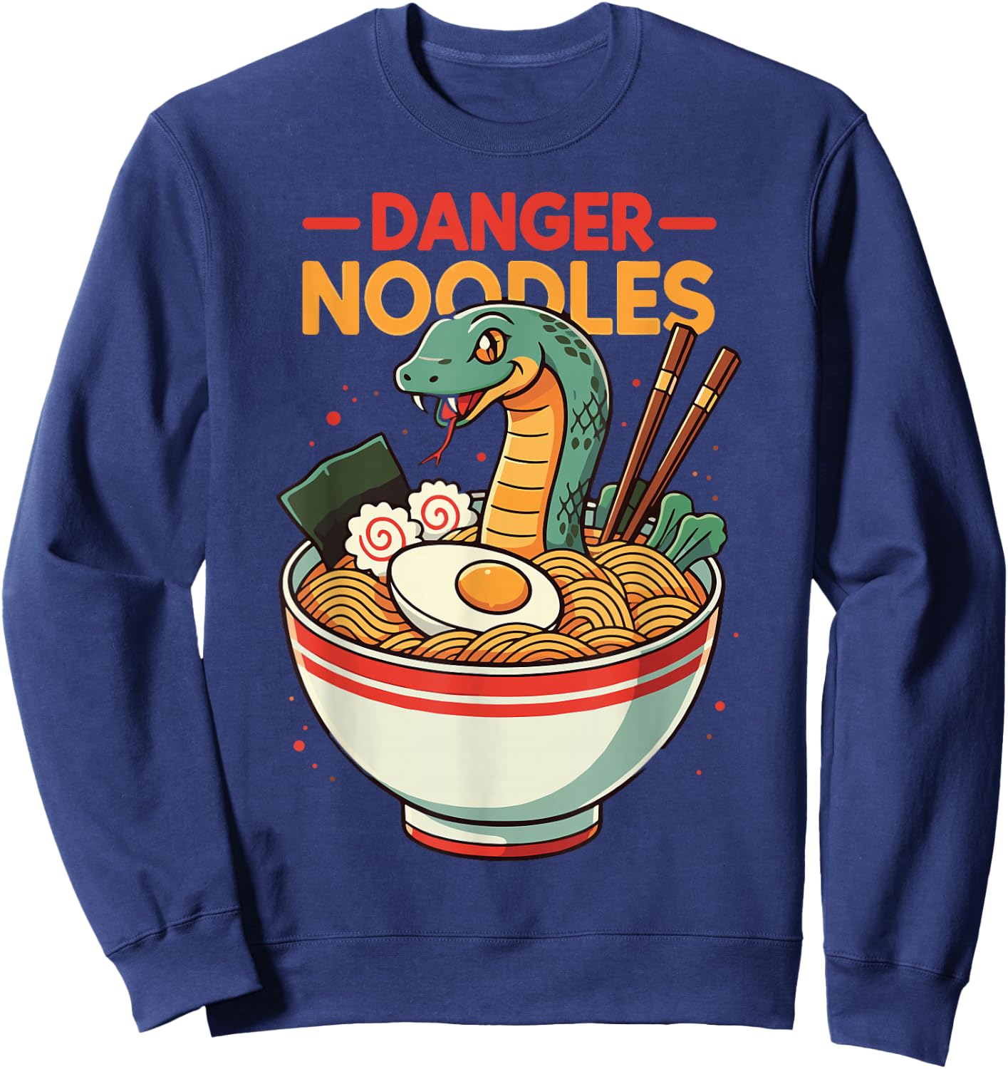 Danger Noodles Snake Ramen Funny Reptile Lover Sweatshirt - Sweatshirt | Navy
